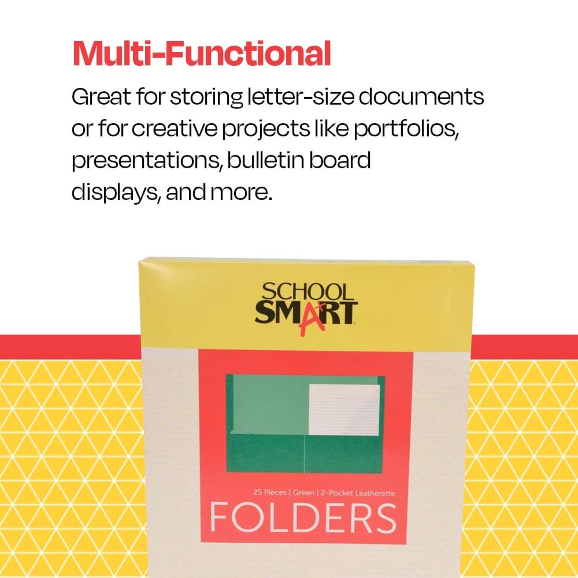 School Smart 2-Pocket Folders Without Brads - Green (Pack of 25) - Perfect for Classroom Organization, Homework Assignments & Student Binders