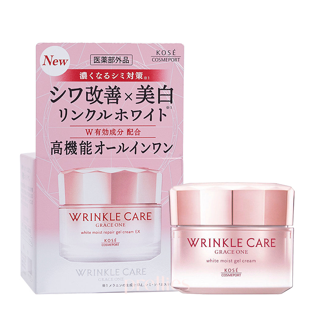KOSE Grace One Wrinkle Care White Moist Repair Gel Cream EX 100g - Anti-Aging Moisturizer for Brightening & Wrinkle Reduction - Perfect for Daily Skincare Routine & Nighttime Hydration
