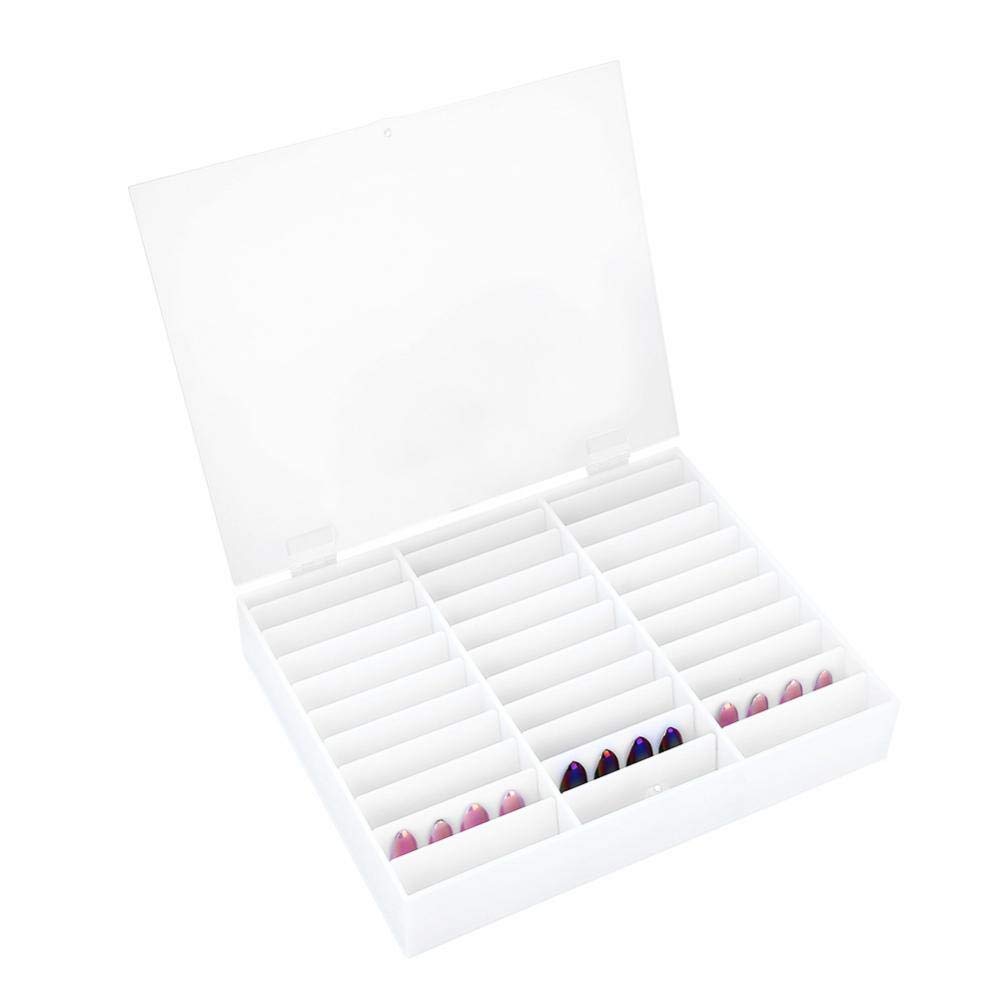 Sonew Empty Nail Tips Display Box - Acrylic Nail Organizer Storage Case for Fake Nails, Nail Art Decorations & Manicure Supplies (White) | Perfect for Salon, Home Nail Studio & Professional Nail Technicians