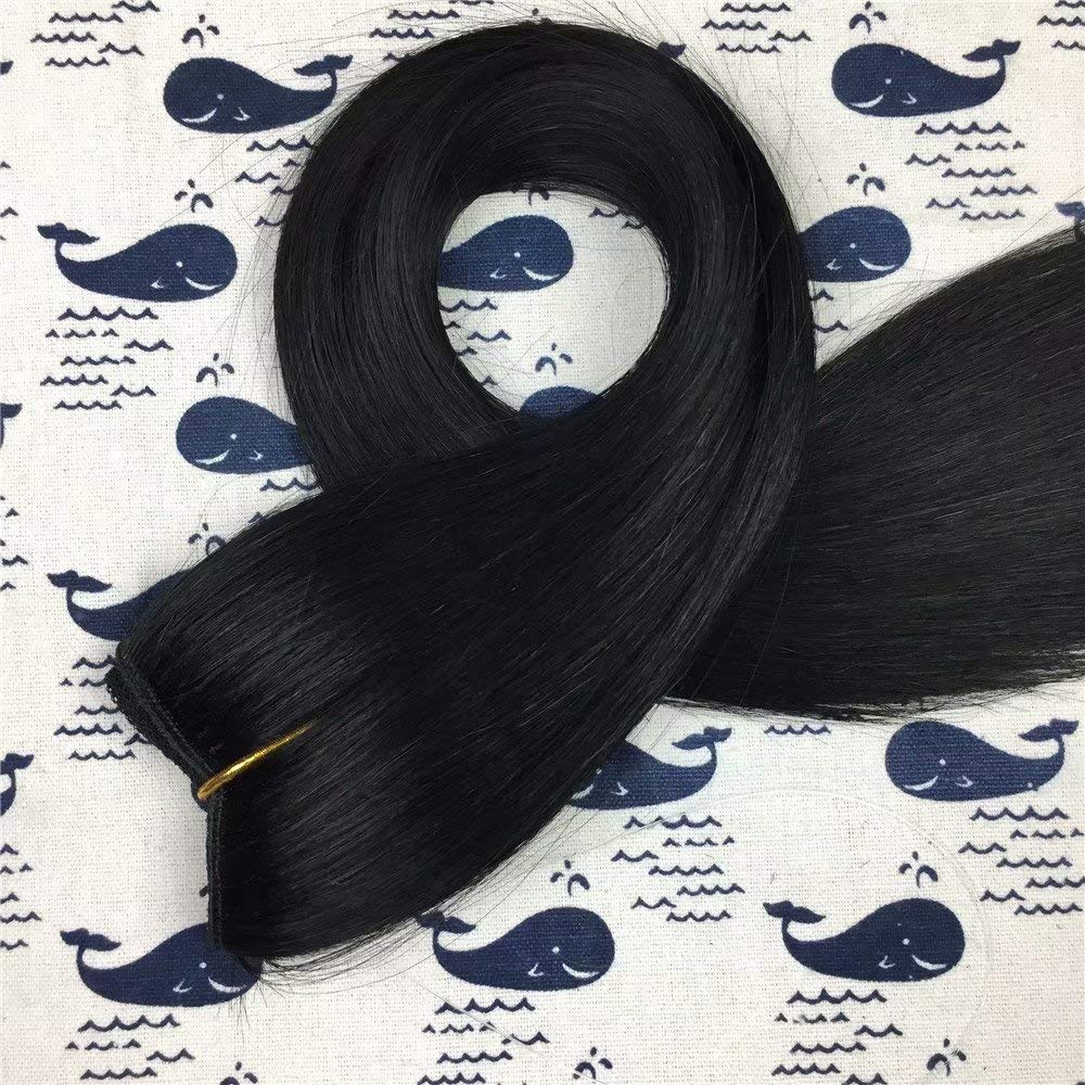 18 Inches 80 Grams Halo Couture Human Hair Extensions - Jet Black #1 Straight Remy Hair with Wire Flip - Perfect for Daily Wear, Weddings & Special Occasions
