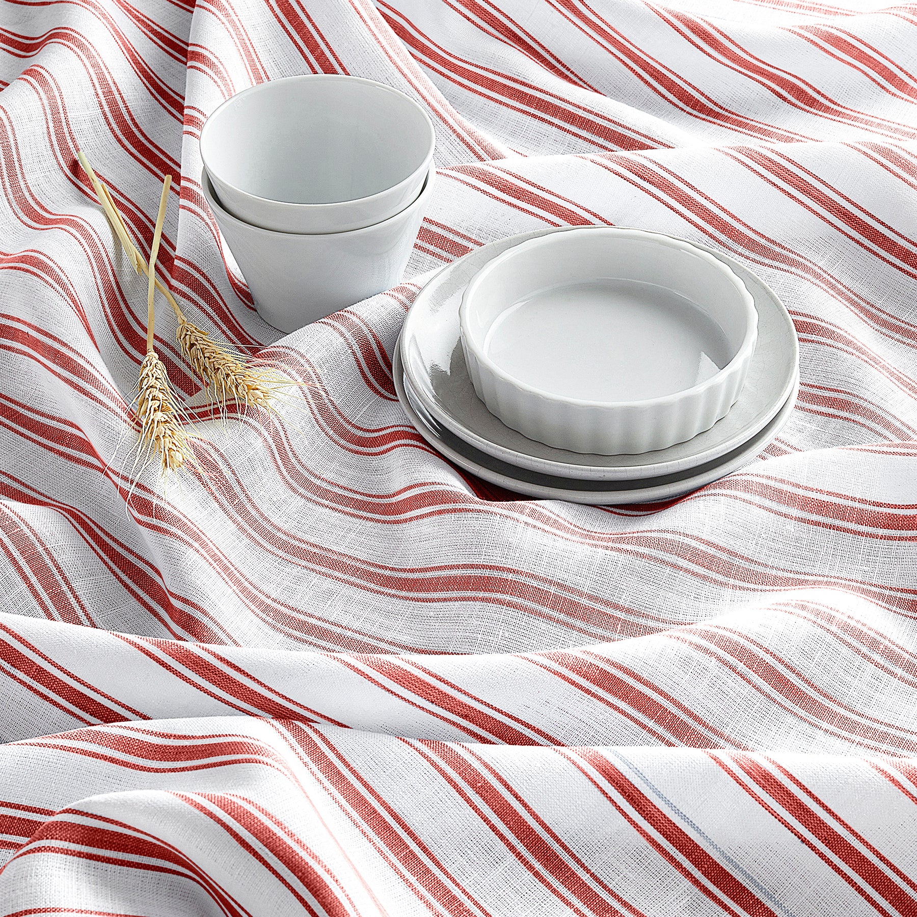 Stylish Capri Ticking Stripe Table Throw - Cotton Blend Tablecloth for Dining Room, Kitchen, and Outdoor Picnics