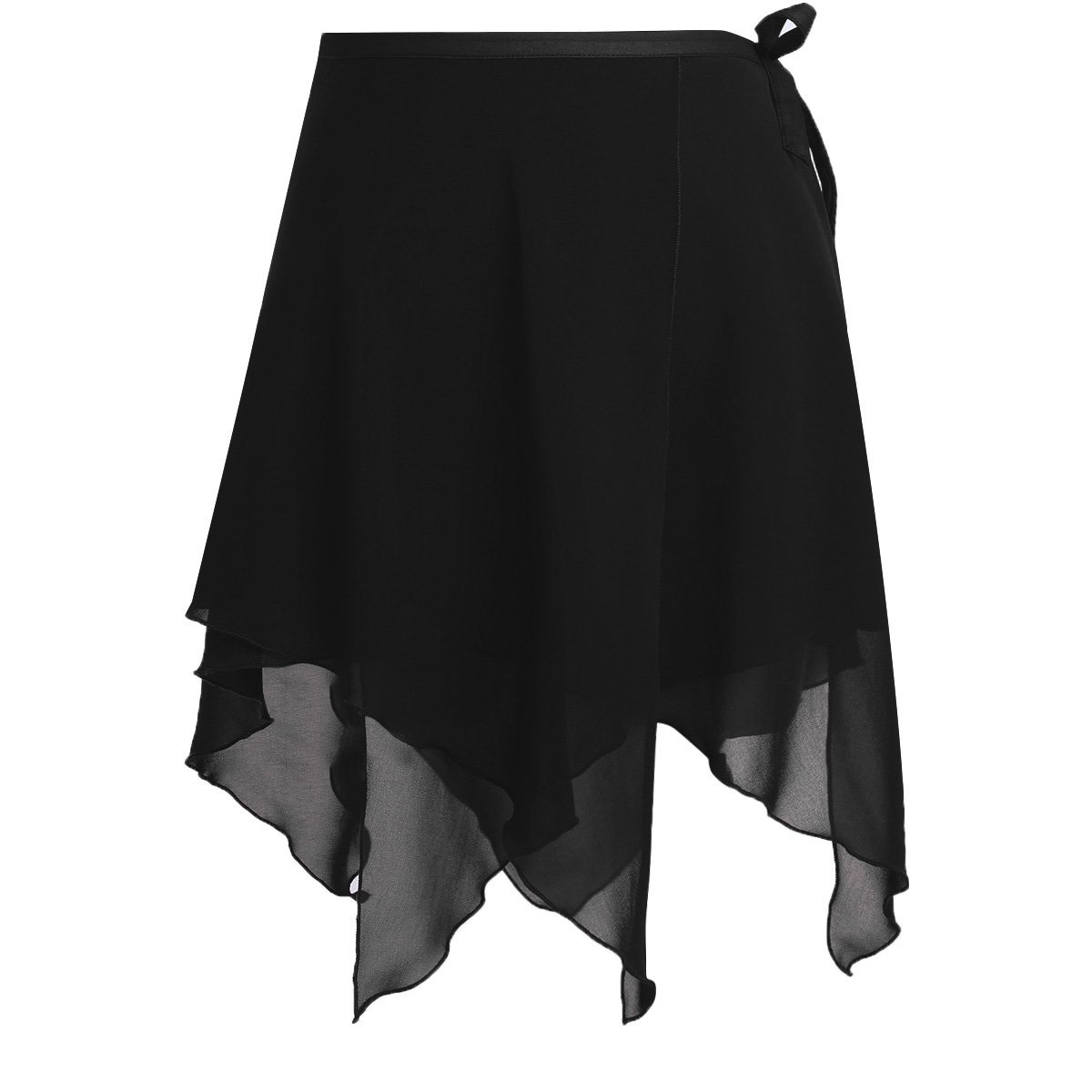 FEESHOW Women's Asymmetric Chiffon Ballet Wrap Skirt - Elegant Dance Skating Skirt with Waist Tie - Perfect for Ballet, Yoga, Performance & Casual Wear