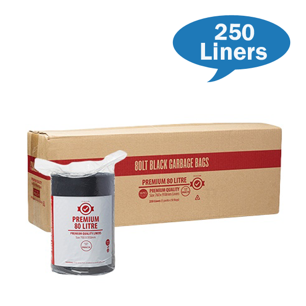 Premium Heavy Duty 80Lt Black Trash Bags on a Roll - Extra Thick Garbage Bags for Kitchen, Office & Outdoor Use