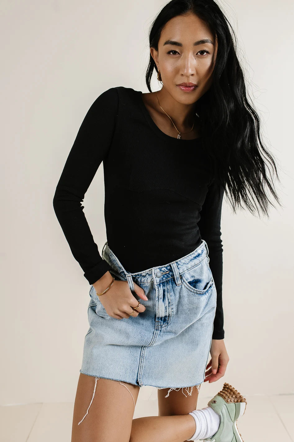 Jayla Knit Top for Women - Soft Stretch Black T-Shirt | Casual & Layering Essential | Perfect for Work, Weekend & Travel Outfits