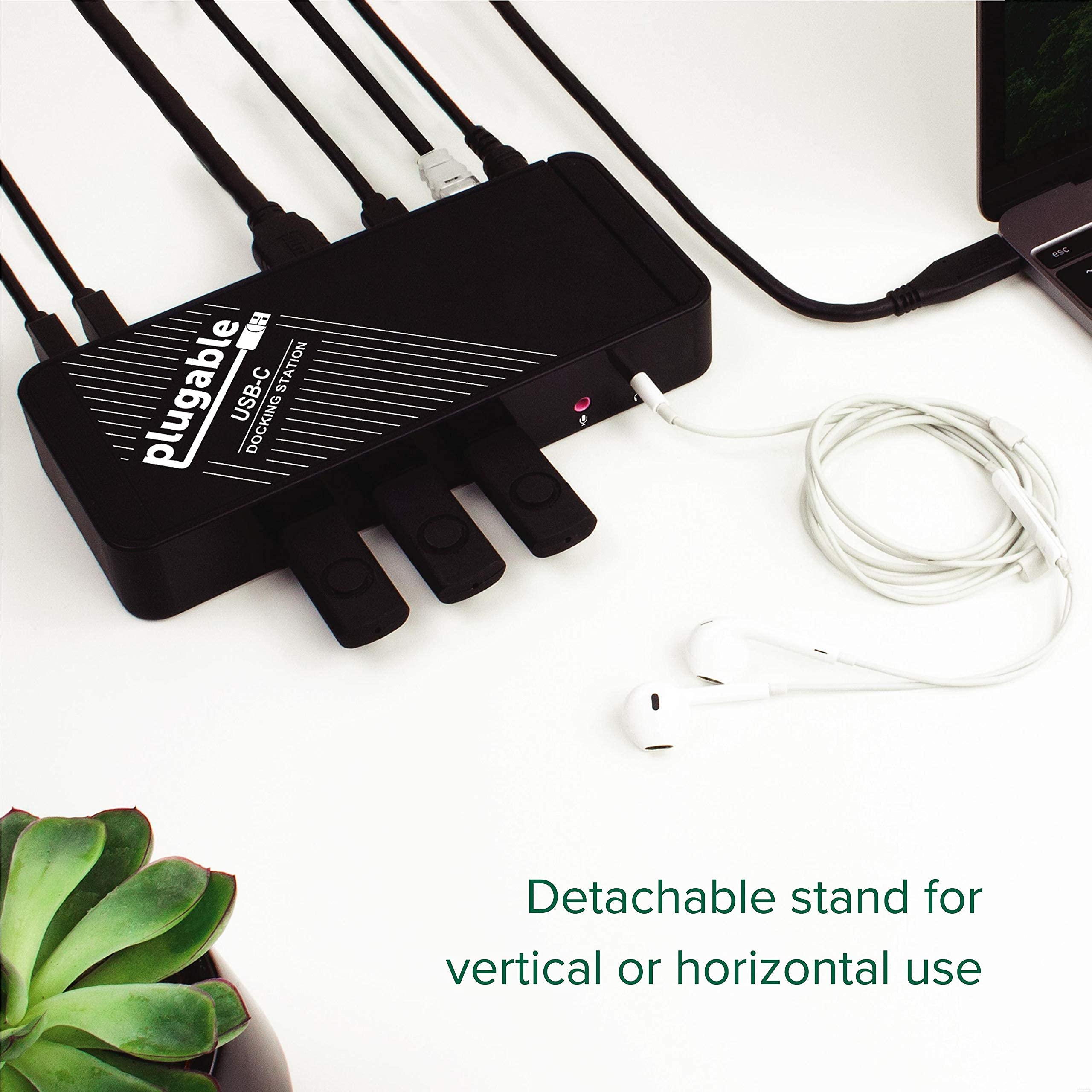Plugable USB-C Docking Station with 60W PD Charging | USB 3.0 to HDMI 4K UHD Video Adapter | Thunderbolt 3 & USB-C Compatible for Windows Laptops | Perfect for Home Office & Remote Work Setup