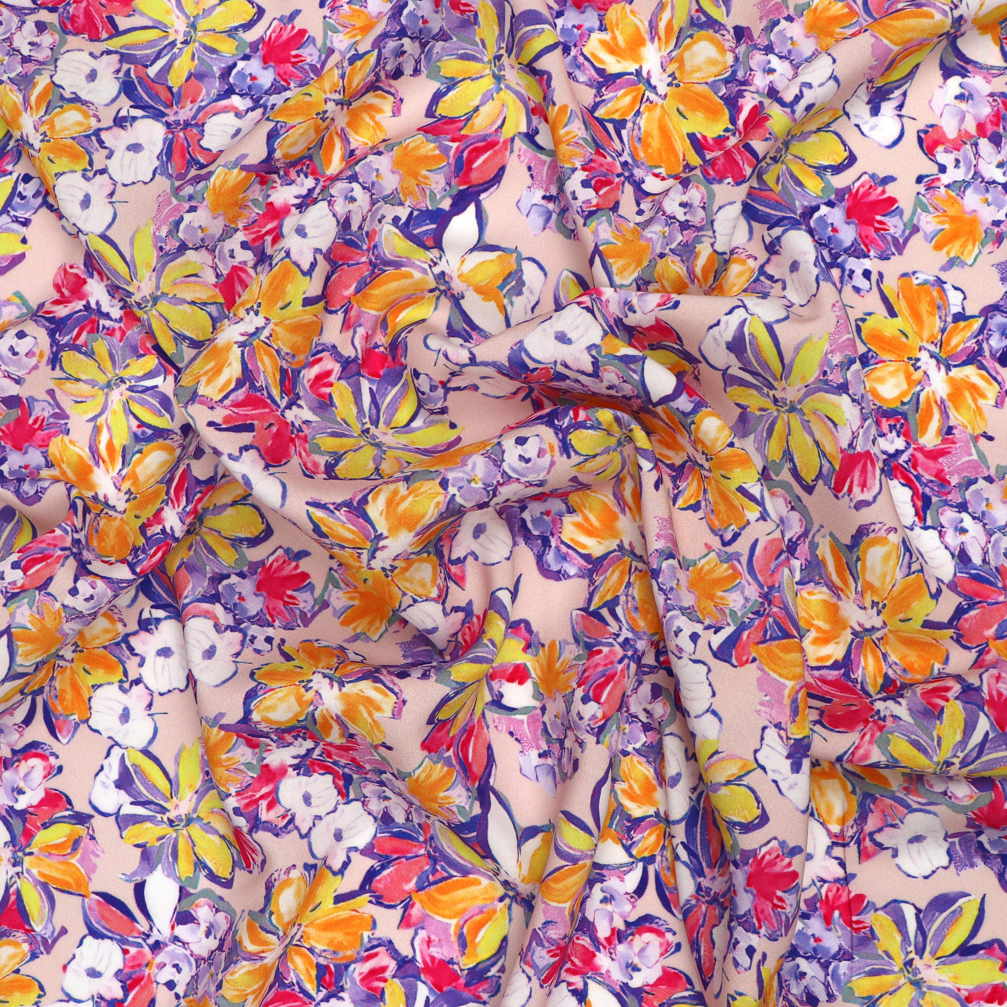 Viscose Lawn Fabric with Lenzing™ EcoVero™ Fibers | Floral Collage Print | Eco-Friendly Dress Material for Summer Dresses & Blouses