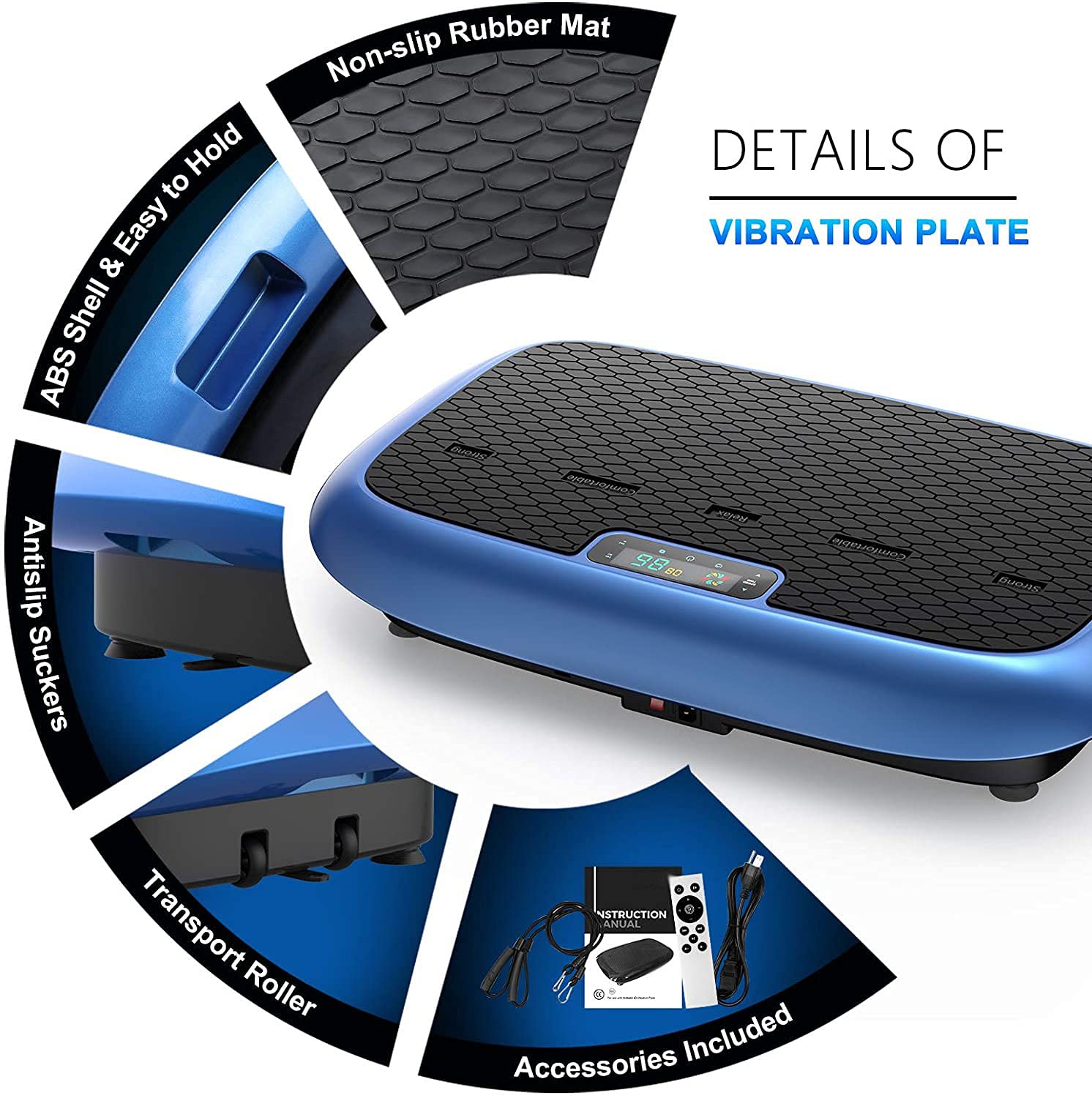 Whole Body Vibration Plate Machine with Bluetooth Speaker - Jumbo Size Vibration Platform for Home Workouts, Weight Loss & Muscle Toning | Perfect for Home Gym, Physical Therapy & Recovery Exercises
