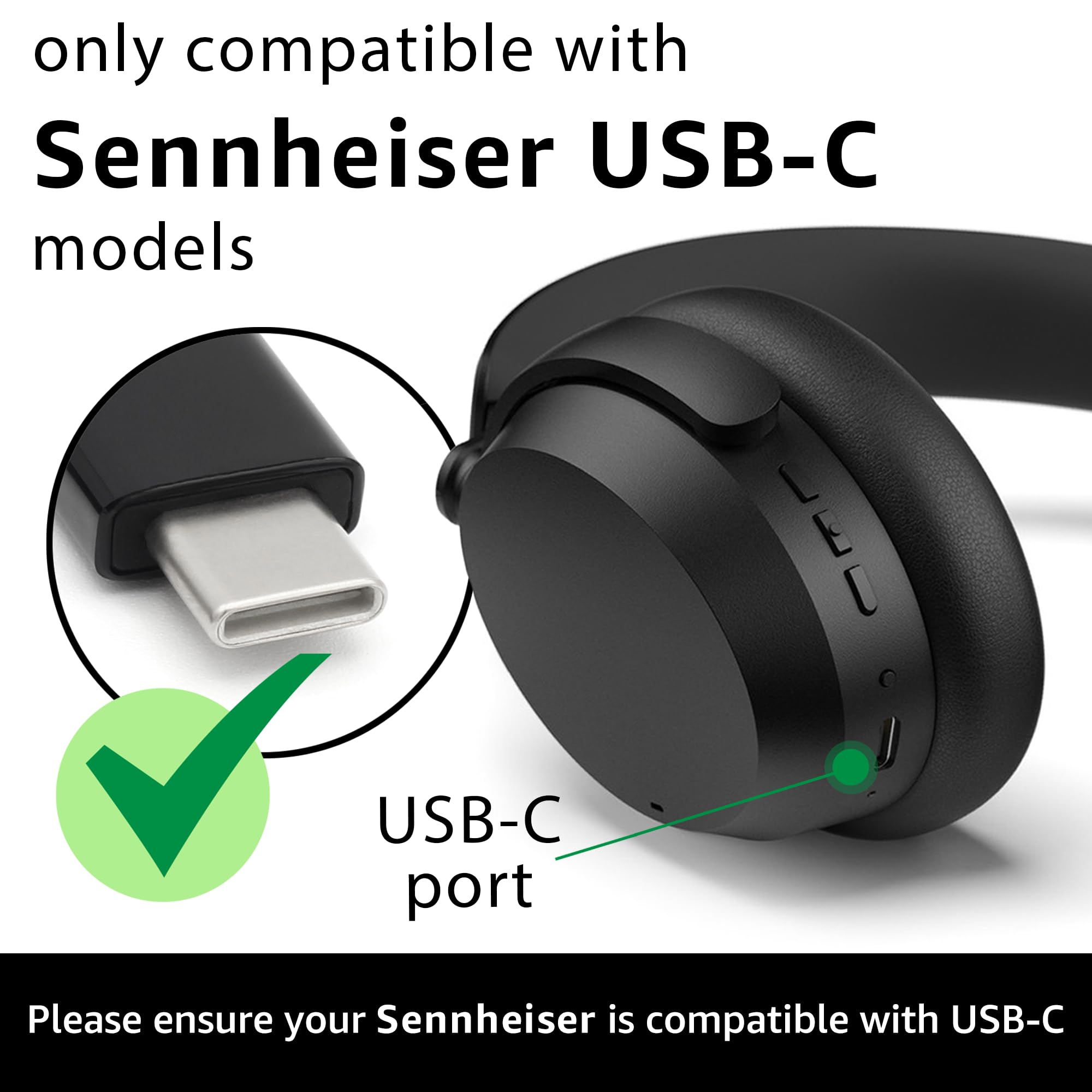 Original Sennheiser USB-C Charging Cable - Fast Charge Replacement for MOMENTUM True 4/3/2/1 Earbuds, MOMENTUM 3/4 Headphones, ACCENTUM Plus, HD 450BT, CX 400BT - 1.2m Durable Cord (UK Plug) | Perfect for Travel, Home & Office Use
