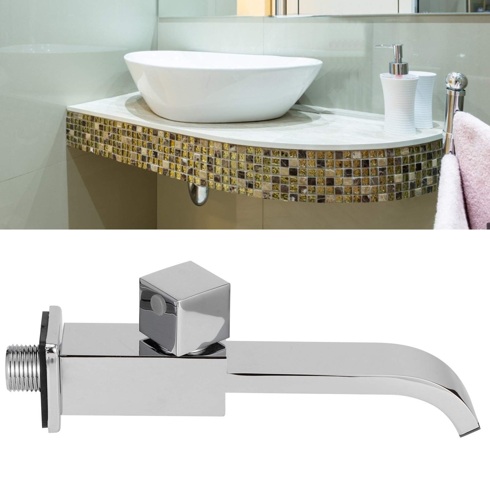 01 Single Cold Water Waterfall Spout Wash Basin Faucet - Brass Chrome Finish for Bathroom Sink - Perfect for Modern Vanity, Guest Bathroom & Powder Room Decor