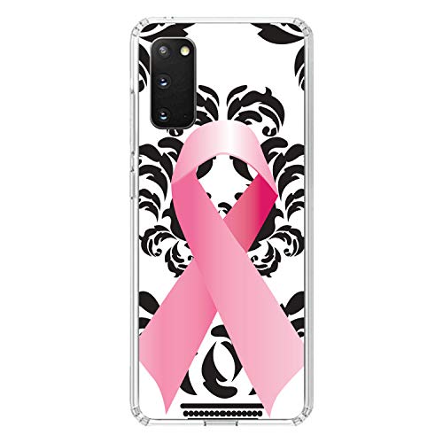 Black Damask Pink Ribbon On Clear Case