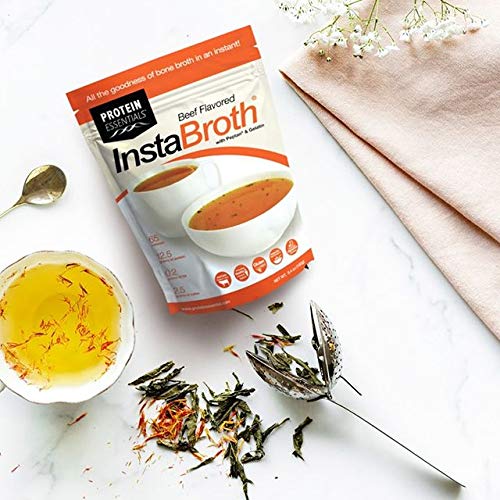InstaBroth Beef Bone Broth Powder - Grass Fed, Pasture Raised Collagen & Gelatin - 12.5g Protein per Serving (6.4oz) | Keto, Paleo & Whole30 Friendly | Perfect for Soups, Smoothies & Post-Workout Recovery