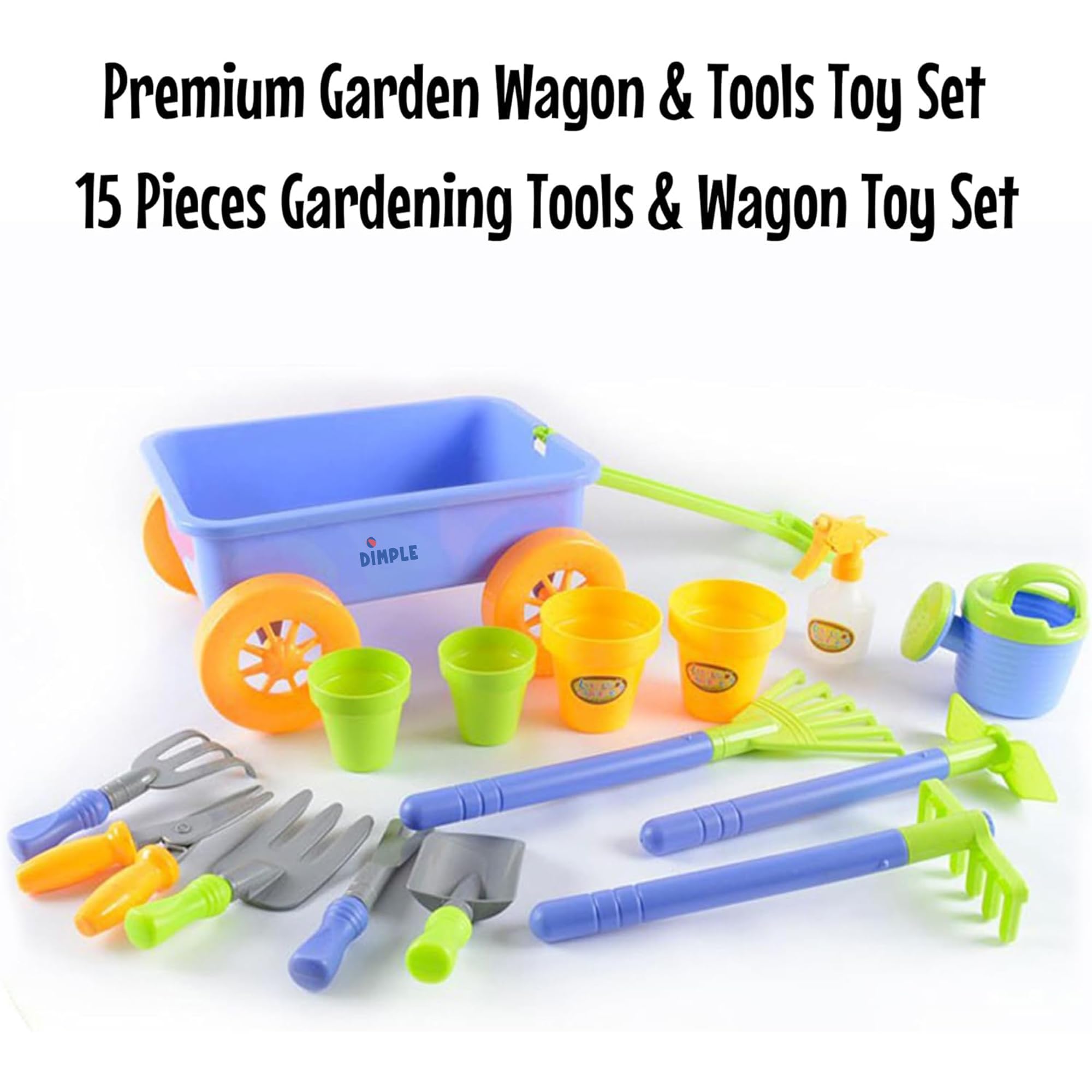 Premium 15-Piece Kids Gardening Toy Set with Wagon - Sturdy Durable Outdoor Playset for Yard, Beach & Sandbox - Best Garden Tools for Toddlers & Children (Green) | Perfect for Outdoor Play, Pretend Gardening & Backyard Adventures