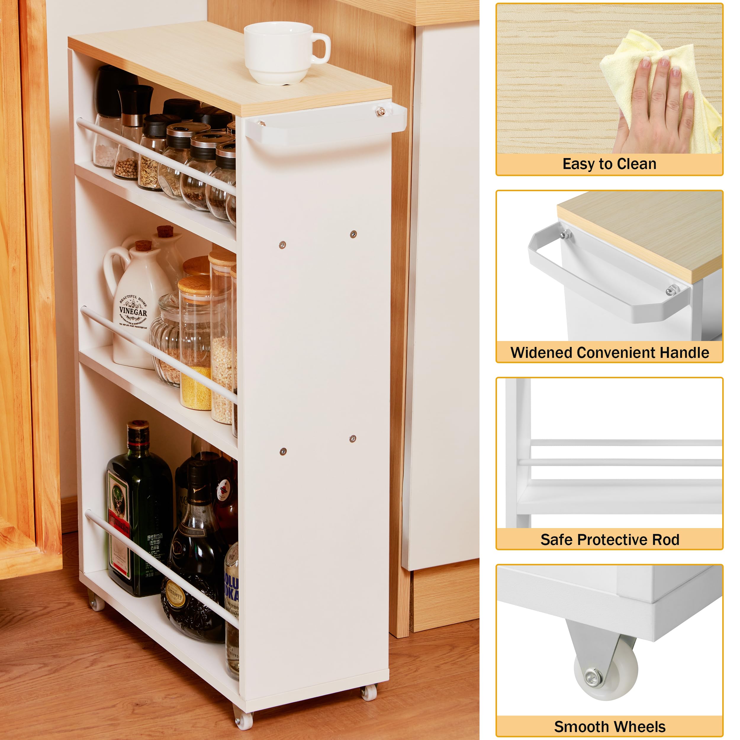 PrimeZone 4-Tier Slim Rolling Storage Cart - 18.5