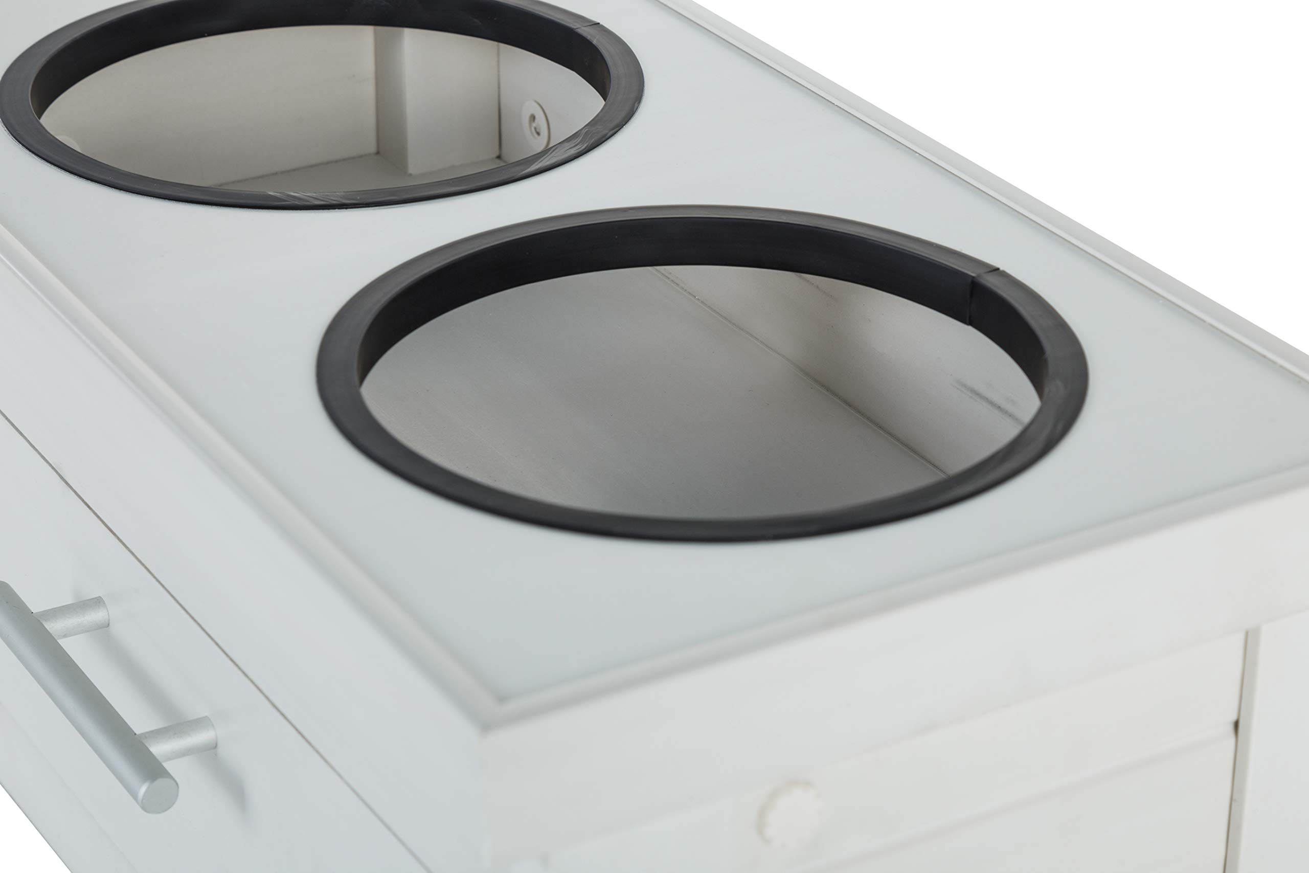 ECOFLEX Piedmont 2-Bowl Dog Diner with Storage Drawer - Antique White | Elevated Raised Dog Bowls for Large Dogs | Perfect for Dining Room or Kitchen Feeding Station