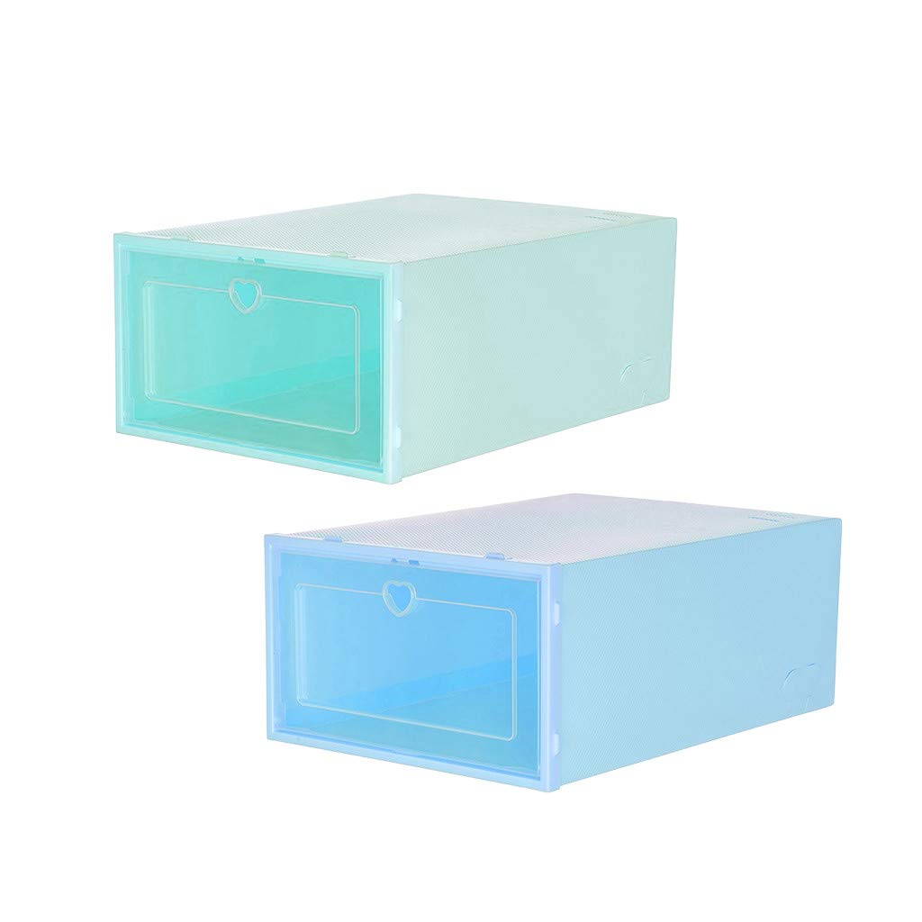 Clear Foldable Shoe Organizer - Stackable Plastic Shoe Storage Box (2-Pack) for Closet, Bedroom & Entryway Organization - High Capacity Shoe Bins (18 Pairs) - Perfect for Housekeeping & Small Space Storage Solutions