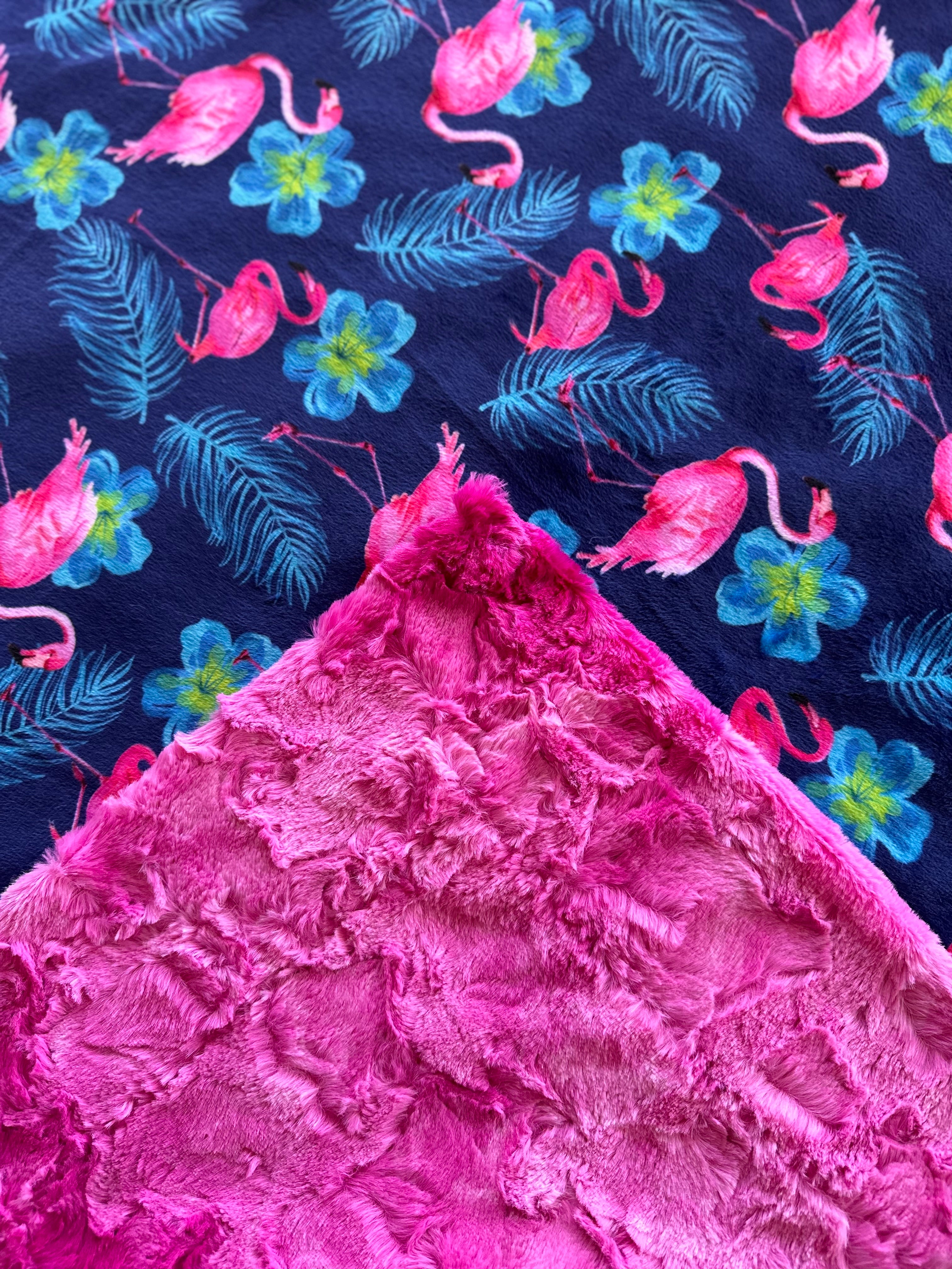 Flamingos on Magenta Galaxy Print - Soft Minky Blanket for Adults & Kids (54x66 Inches) - Cozy Throw for Travel, Nursery, or Home Decor
