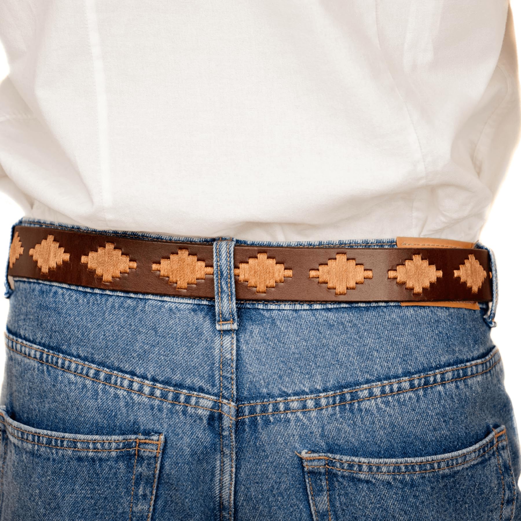 Premium Hand-Stitched Genuine Leather Polo Belt for Men - Classic Dress & Casual Style - Perfect for Office, Business Meetings & Everyday Wear