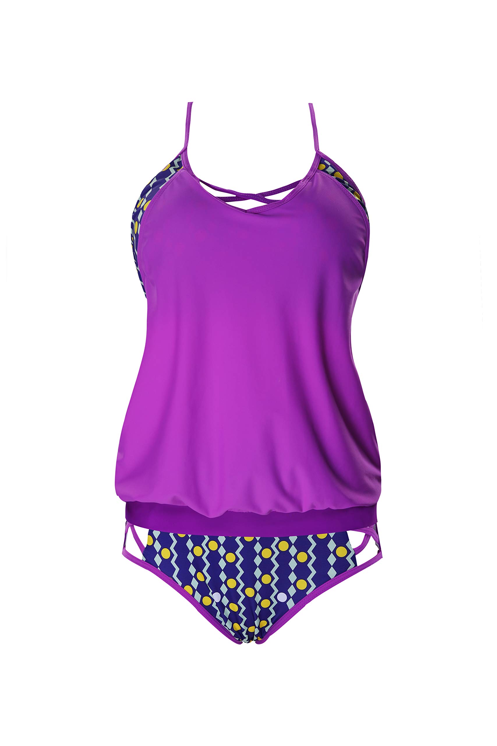 CrazycatZ Women's Sporty Blouson Tankini Swimsuit - Athletic Swimwear for Beach, Pool & Water Sports | Quick-Dry Comfort for Swimming, Surfing & Vacation