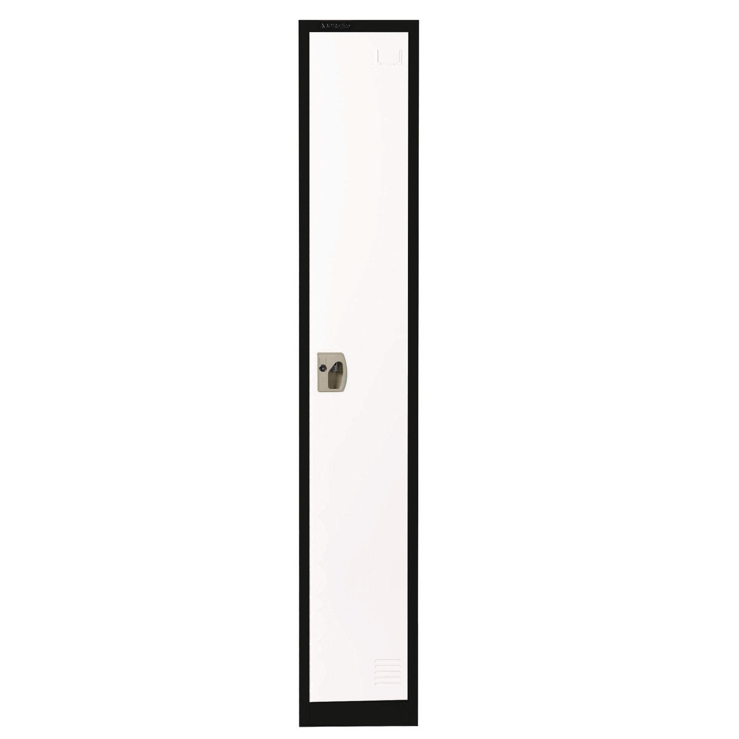 Steel Storage Locker for Office & Home - 12x12x72 Inches, 1 Compartment, Black Body with White Doors - Perfect for Gym, School, Warehouse & Locker Room Organization