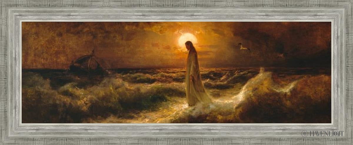 Christ Walking On The Water - Religious Wall Art Decor for Home, Church & Office - Inspirational Christian Painting for Faith-Based Interiors