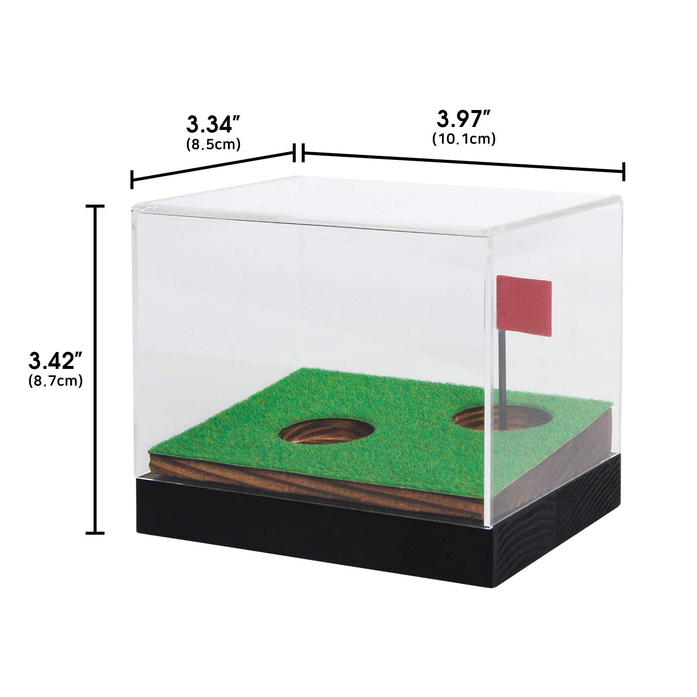 J JACKCUBE DESIGN Clear Acrylic Golf Ball Display Case with Wood Base - Dustproof Transparent Memorabilia Holder for Collectible Golf Balls - Perfect for Home Decor, Office Display & Sports Memorabilia Collection