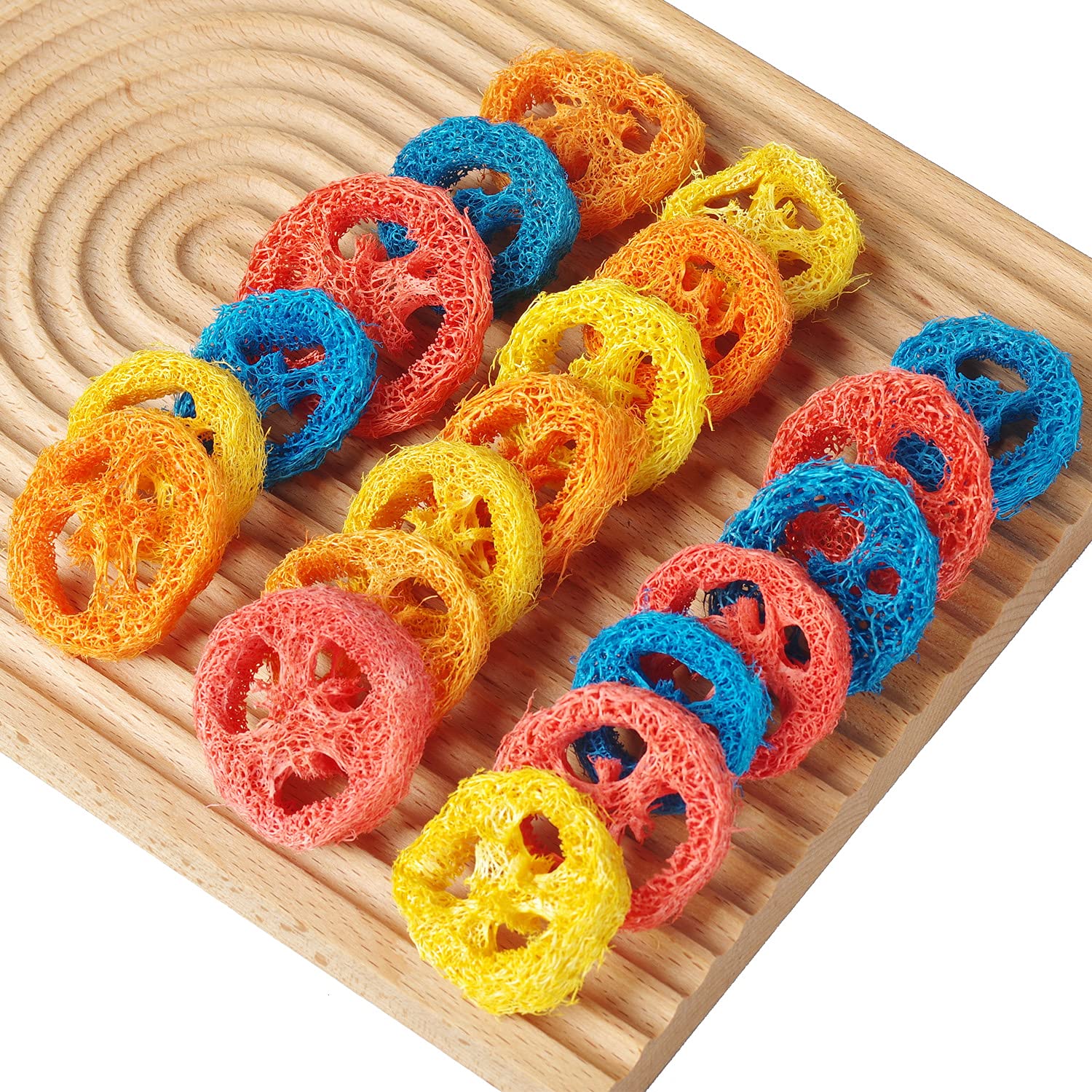 20Pcs Organic Natural Loofah Bunny Chew Toys for Rabbits, Guinea Pigs, Hamsters & Rats - Handmade Pet Dental Care Toys for Healthy Teeth (Perfect for Cage Enrichment & Stress Relief)