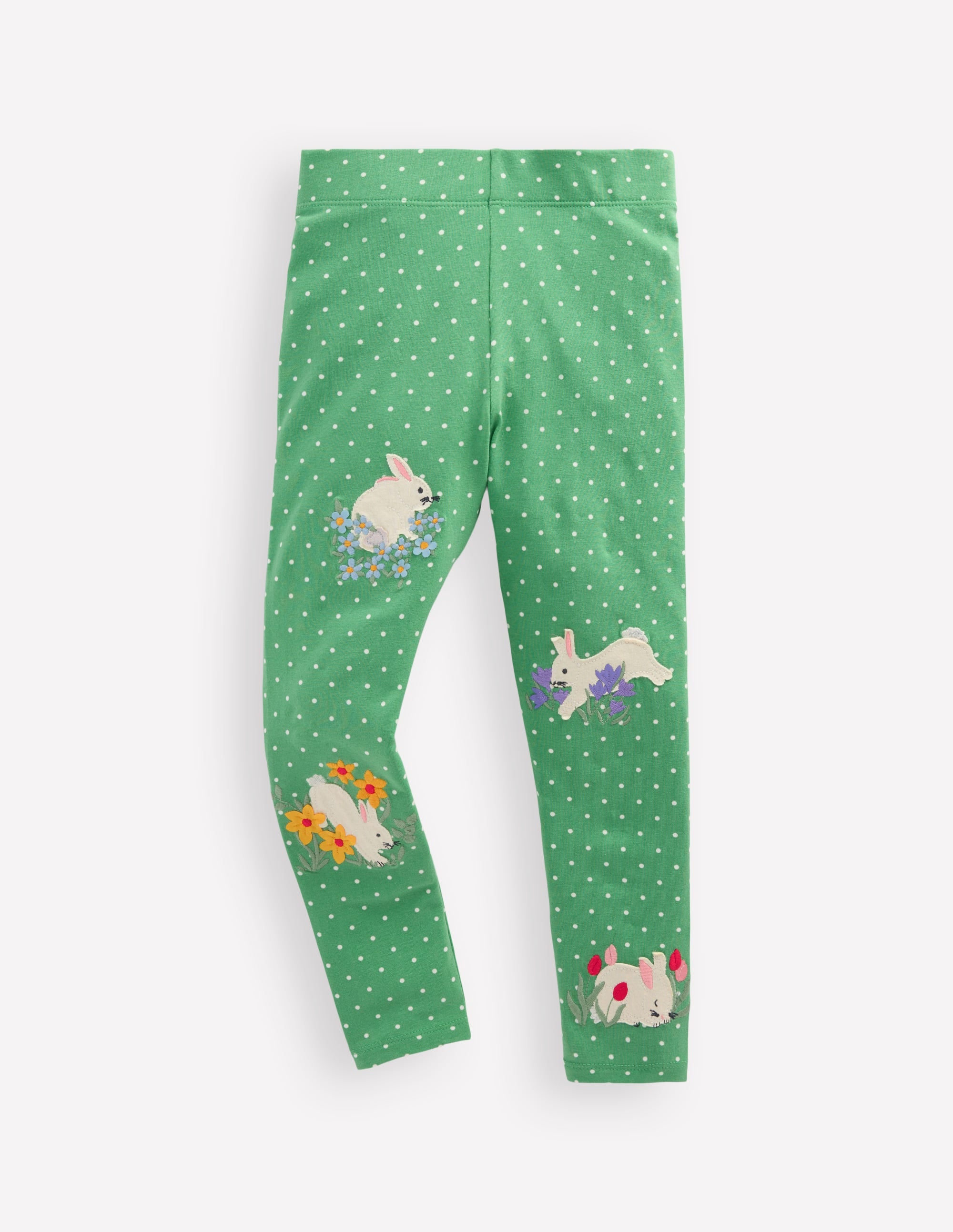 Aloe Green Bunny Appliqué Leggings for Women - Cute & Comfortable Stretchy Yoga Pants for Workout, Lounge & Casual Wear