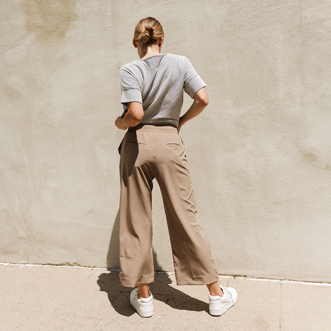 Audrey Wide Leg Pants for Women - High Waisted Flowy Trousers in Chestnut Brown | Casual Office Wear & Summer Outfits