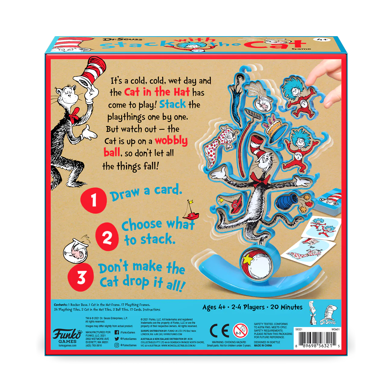 Dr. Seuss The Cat in the Hat Stacking Game - Fun Educational Stacking Toys for Kids | Perfect for Family Game Night & Preschool Learning Activities