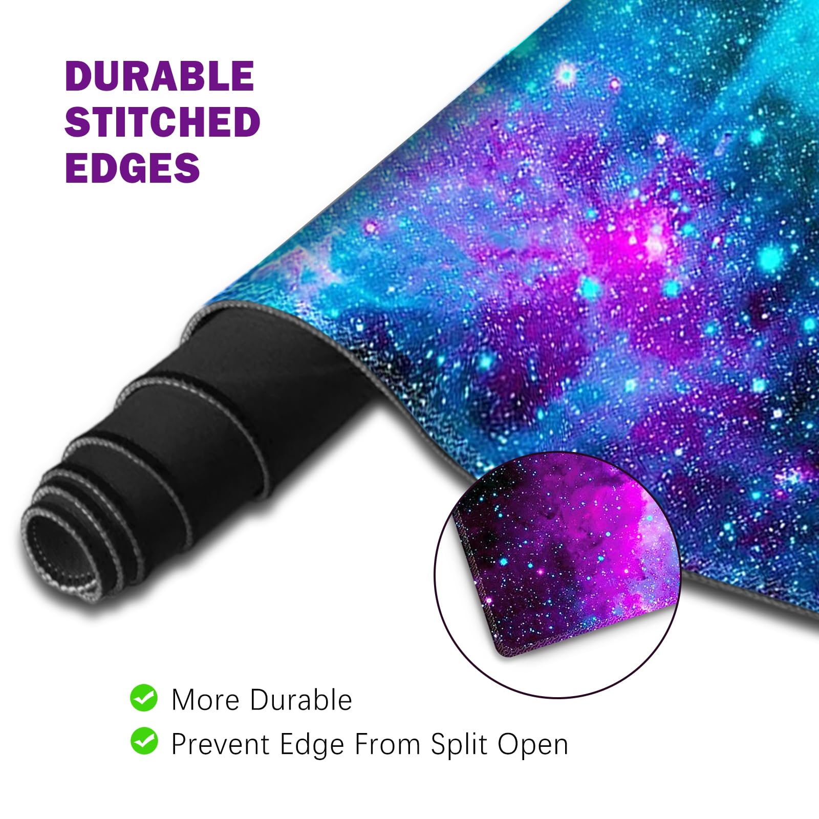 Extended Gaming Mouse Pad with Memory Foam Wrist Rest - Large Non-Slip Desk Mat for PC, Laptop, Office & Gaming - Ergonomic Keyboard Mouse Pad Set with Stitched Edges - Perfect for Home Office, Work, Study & Esports (Nebula Galaxy Design)