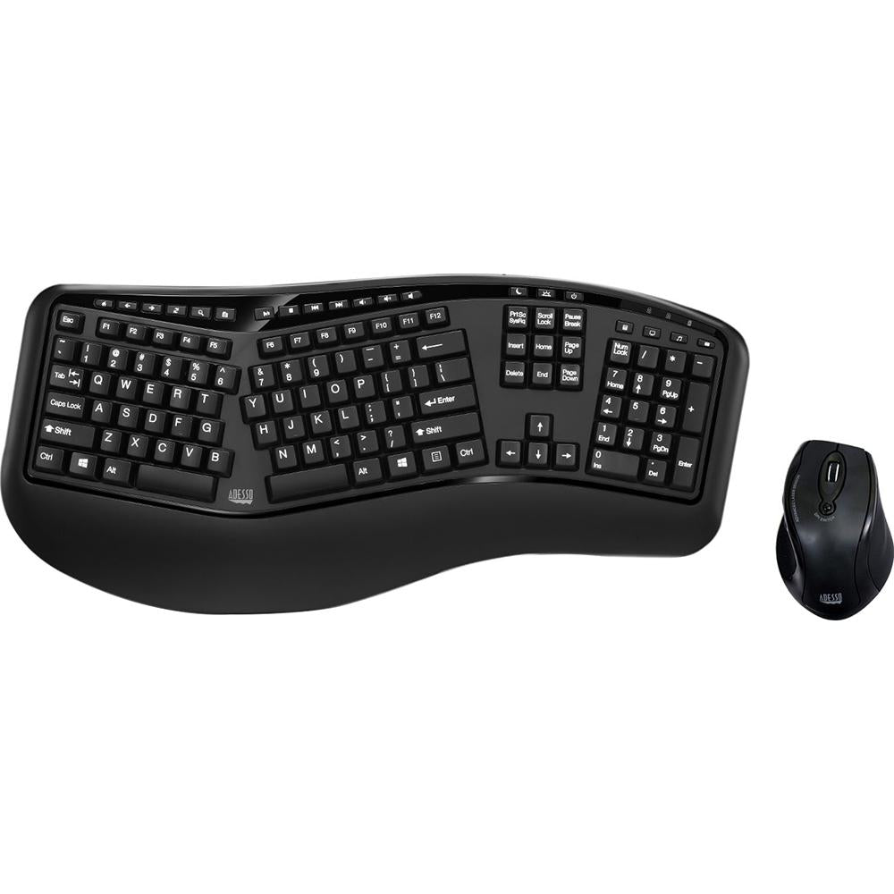Adesso Tru Form Media 1500 Wireless Ergonomic Keyboard and Laser Mouse Combo - WKB 1500GB | Comfortable Typing for Office & Gaming | Ergonomic Design Reduces Wrist Strain | Perfect for Home, Work & PC Setup