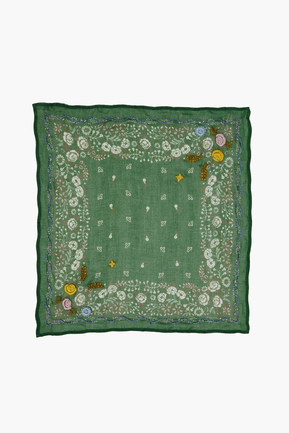 Embroidered Floral Bandana - English Ivy Design Fashion Scarf for Women, Hair Accessory, Outdoor Activities & Music Festivals