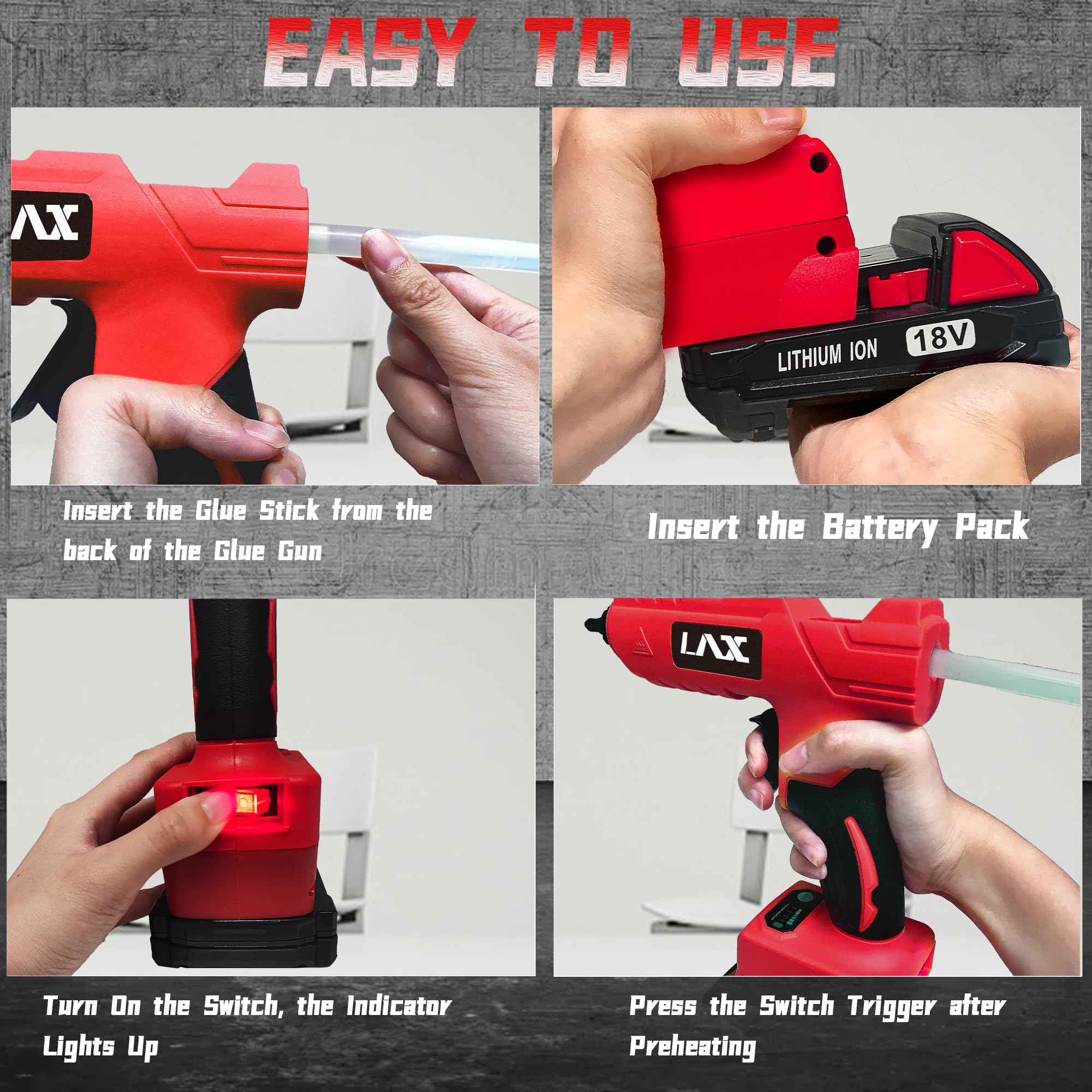 Milwaukee M18 Cordless Glue Gun - 100W Fast Heating Hot Glue Gun with 20 Glue Sticks for DIY Crafts, Home Repairs, Woodworking & Quick Fixes | Compatible with M18 Battery (Battery Not Included)