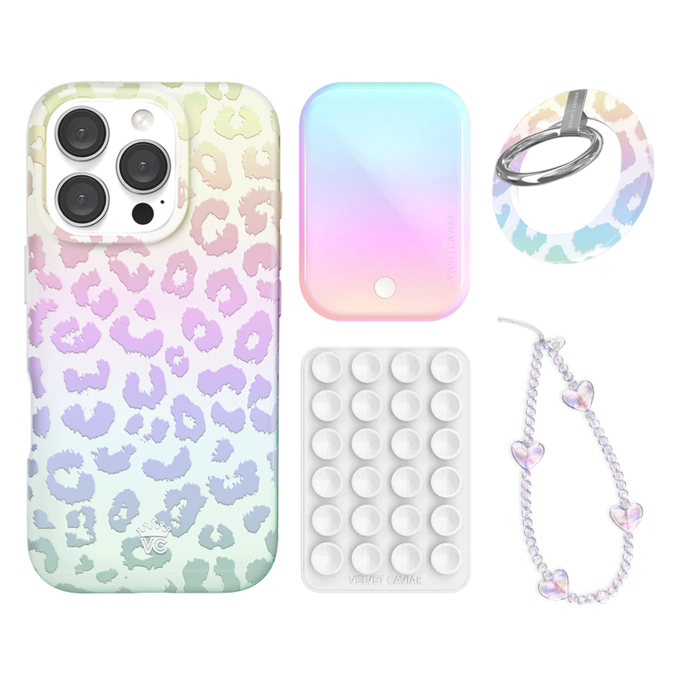 White Opal Leopard iPhone Case with Grip - Stylish Protective Phone Cover for iPhone 13/14/15 Pro Max - Perfect for Work, Travel & Everyday Use