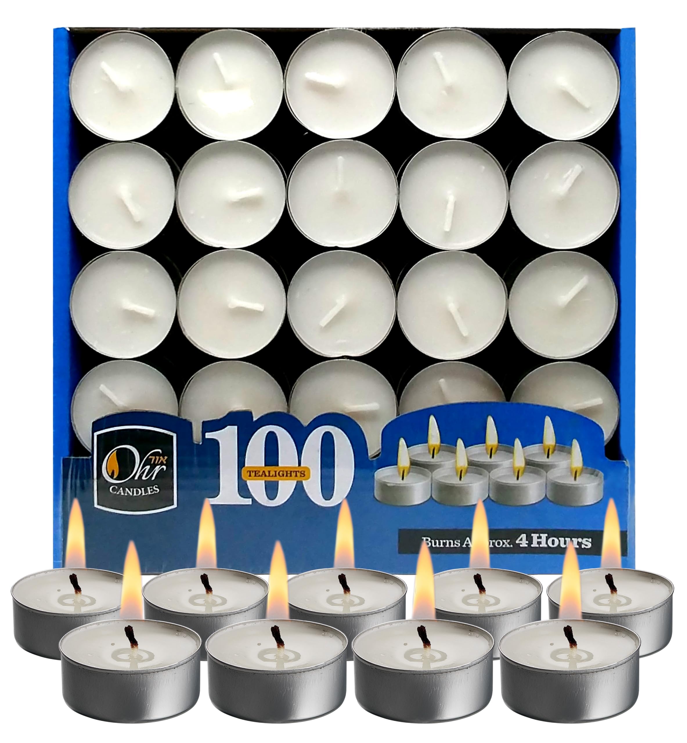 OHR CANDLES 100-Pack Bulk Unscented White Tealight Candles - 4 Hour Burn Time - Perfect for Weddings, Parties, Home Decor & Relaxation
