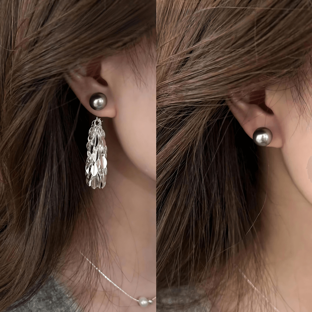 Two Tone Multi Way Pearl Leaf Ear Jacket Earrings for Women - Elegant Dangle & Stud Earrings for Party, Wedding & Everyday Wear | R0609