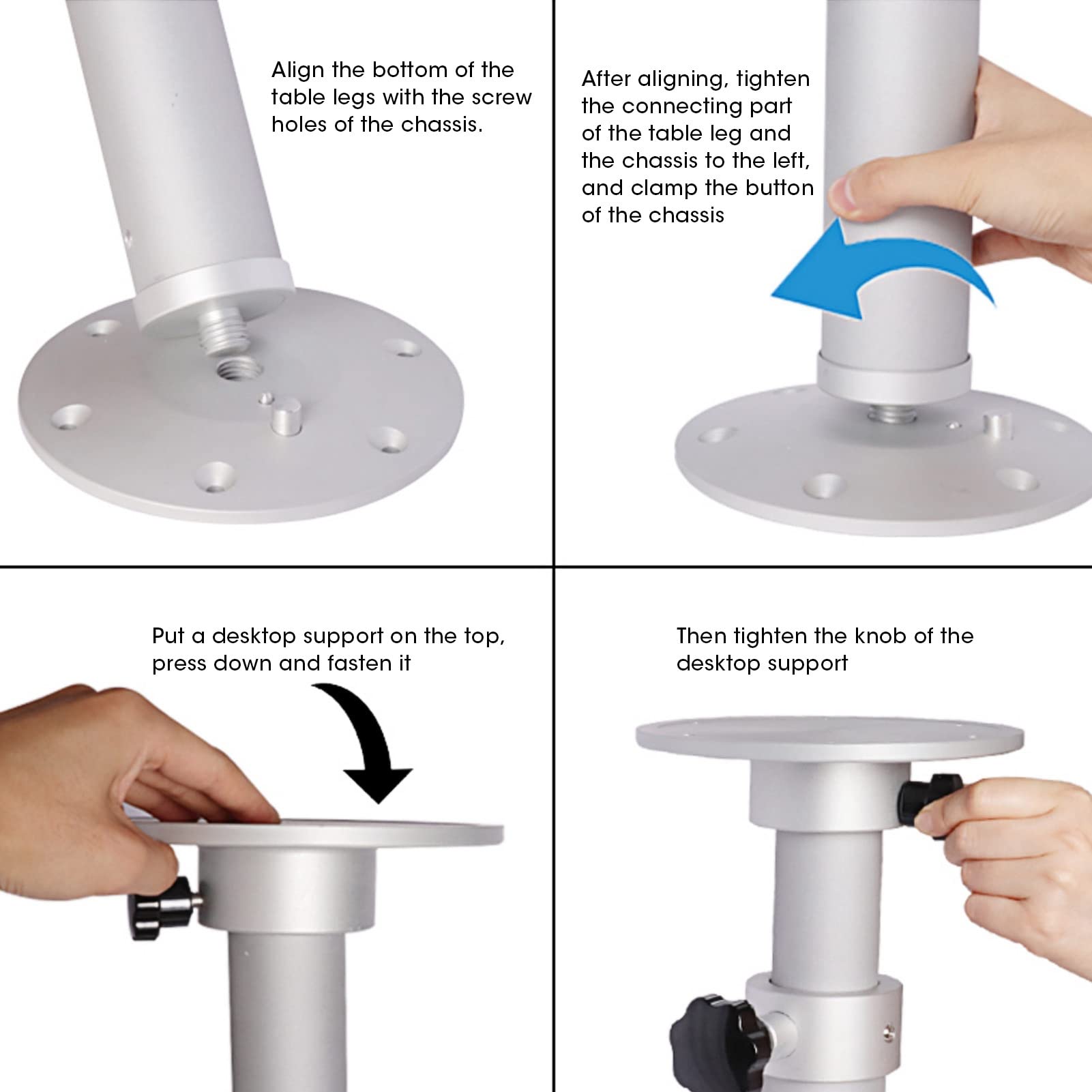 Adjustable Aluminum Alloy Table Pedestal Stand 17.5-30 Inches Height - RV, Motorhome, Boat & Yacht Mounting Kit for Dining & Workspace Solutions
