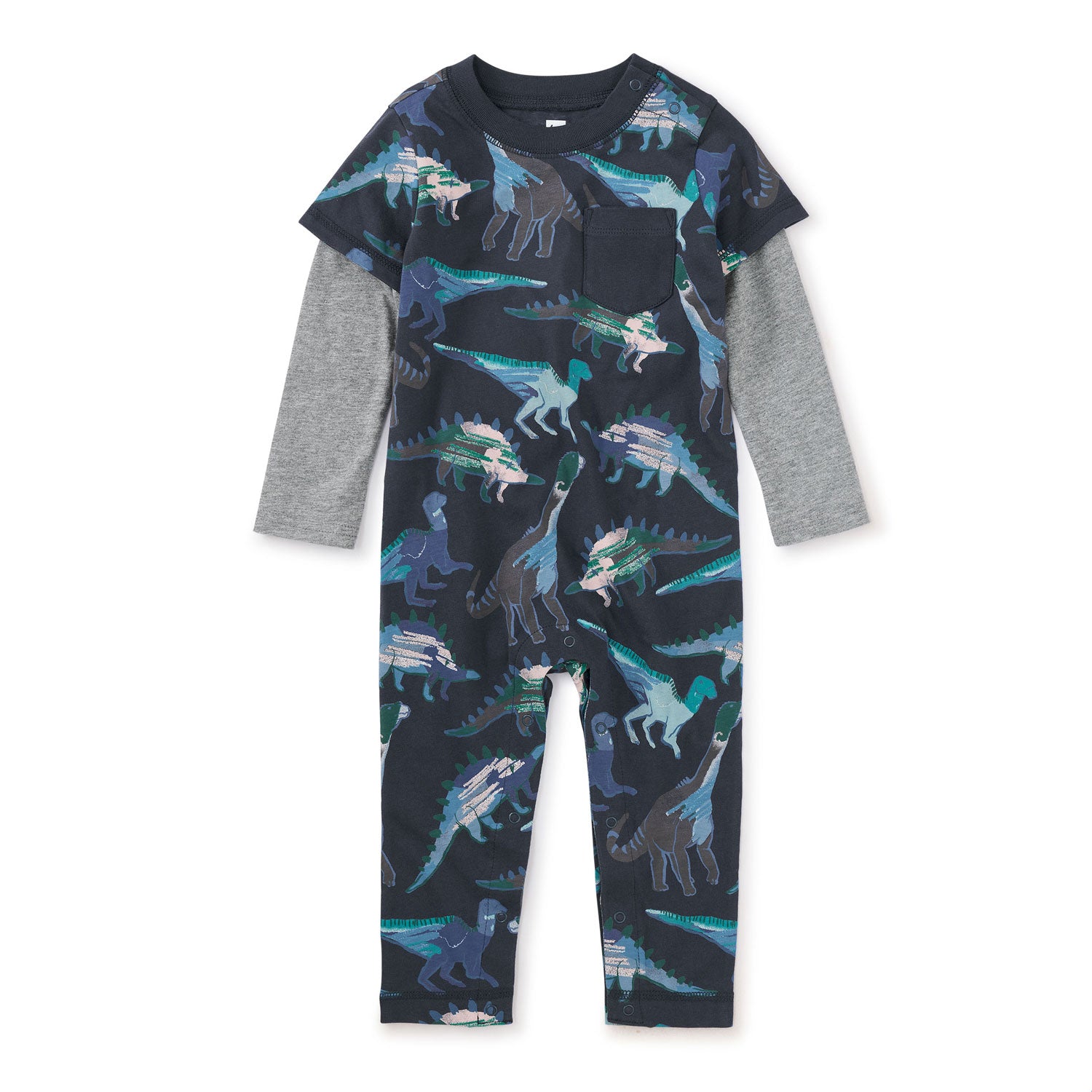 Watercolor Dinosaur Layered Sleeve Baby Romper - Cute Outfit for Newborns, Infants & Toddlers - Perfect for Playtime, Photo Shoots & Special Occasions
