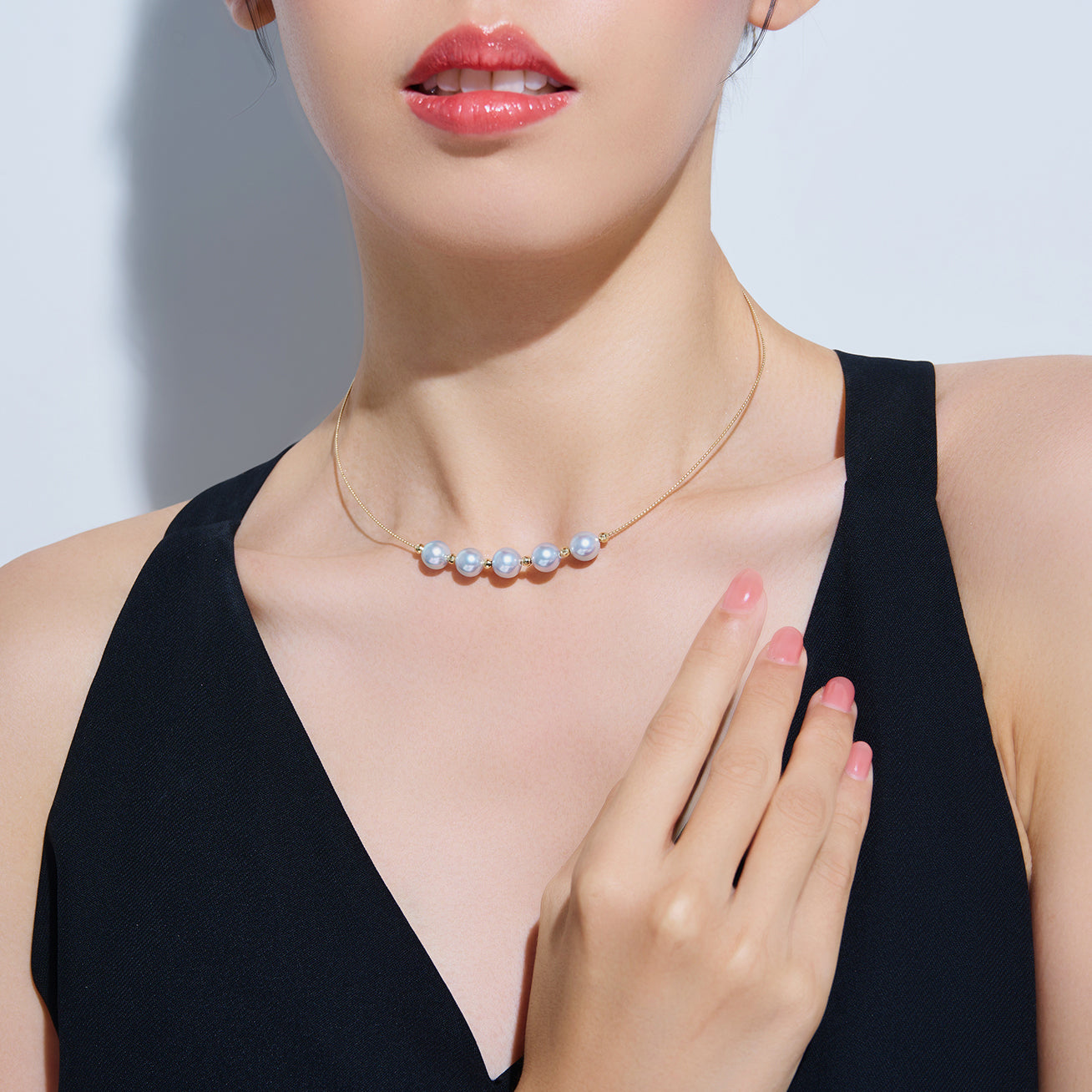 18K Solid Gold Blue Akoya Pearl Necklace - Classic Elegant Jewelry Gift for Women, Perfect for Weddings, Anniversaries & Special Occasions