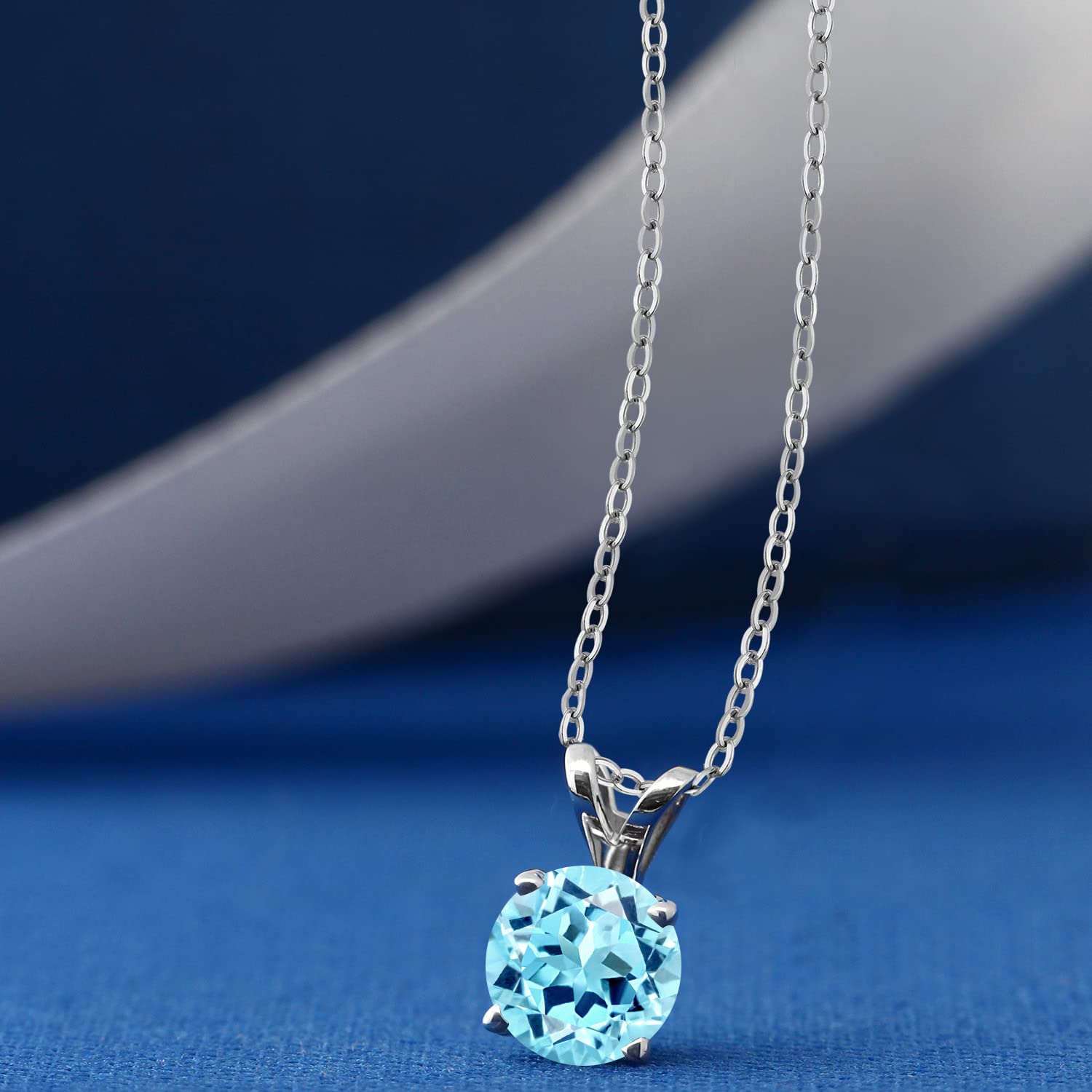Gem Stone King 925 Sterling Silver 6MM Round Birthstone Solitaire Pendant Necklace for Women - 4-Prong Setting with 18 Inch Silver Chain | Perfect Gift for Birthday, Anniversary & Mother's Day