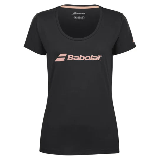 Babolat Women's Performance Workout T-Shirt 2000 - Black/Black - Perfect for Tennis, Gym & Casual Wear