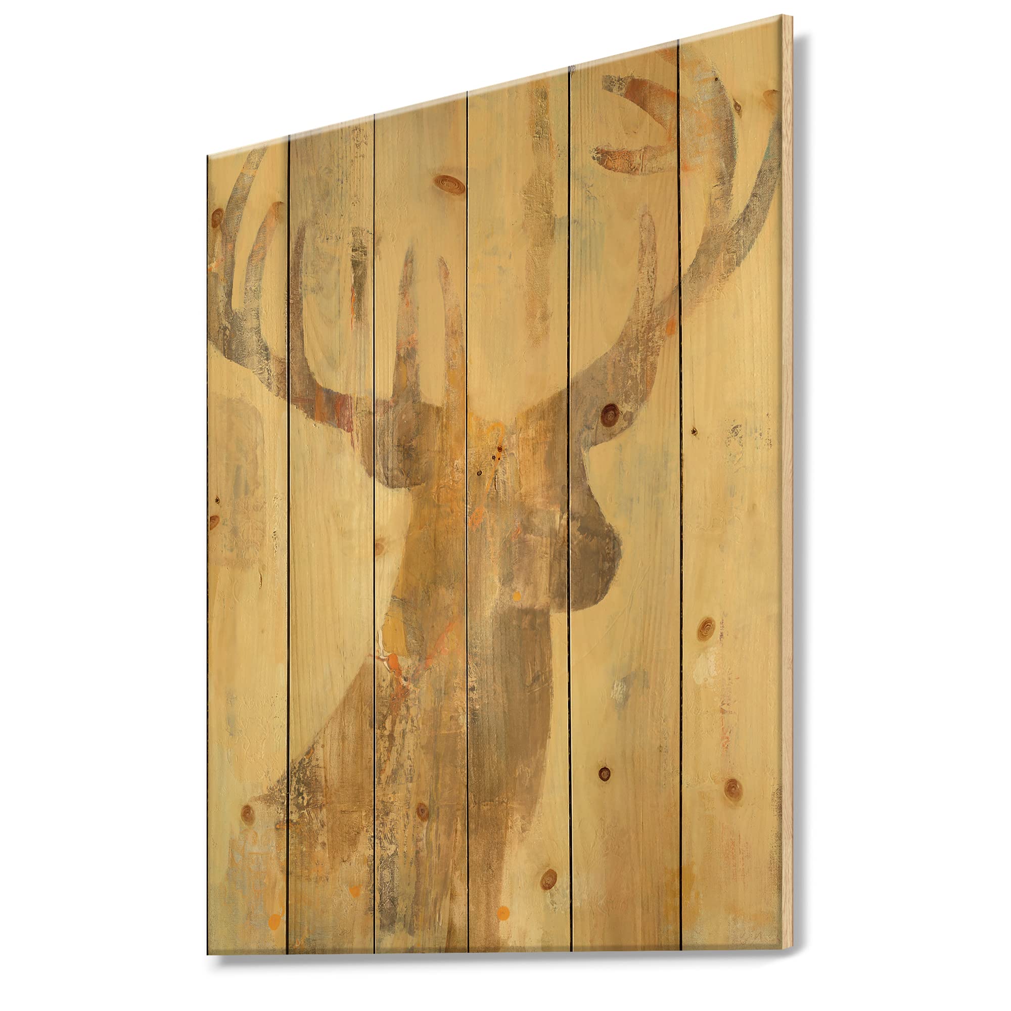 Farmhouse Wood Wall Decor - Golden Deer Wall Art, Large Animal Wood Panels Printed on Natural Pine Wood - Perfect for Living Room, Bedroom & Rustic Home Decor
