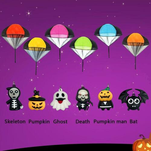 6 Pack Halloween Parachute Toys & 360 Halloween Temporary Tattoos Bundle - Fun Party Favors for Kids, Trick or Treat Gifts, Classroom Prizes & Halloween Festivities