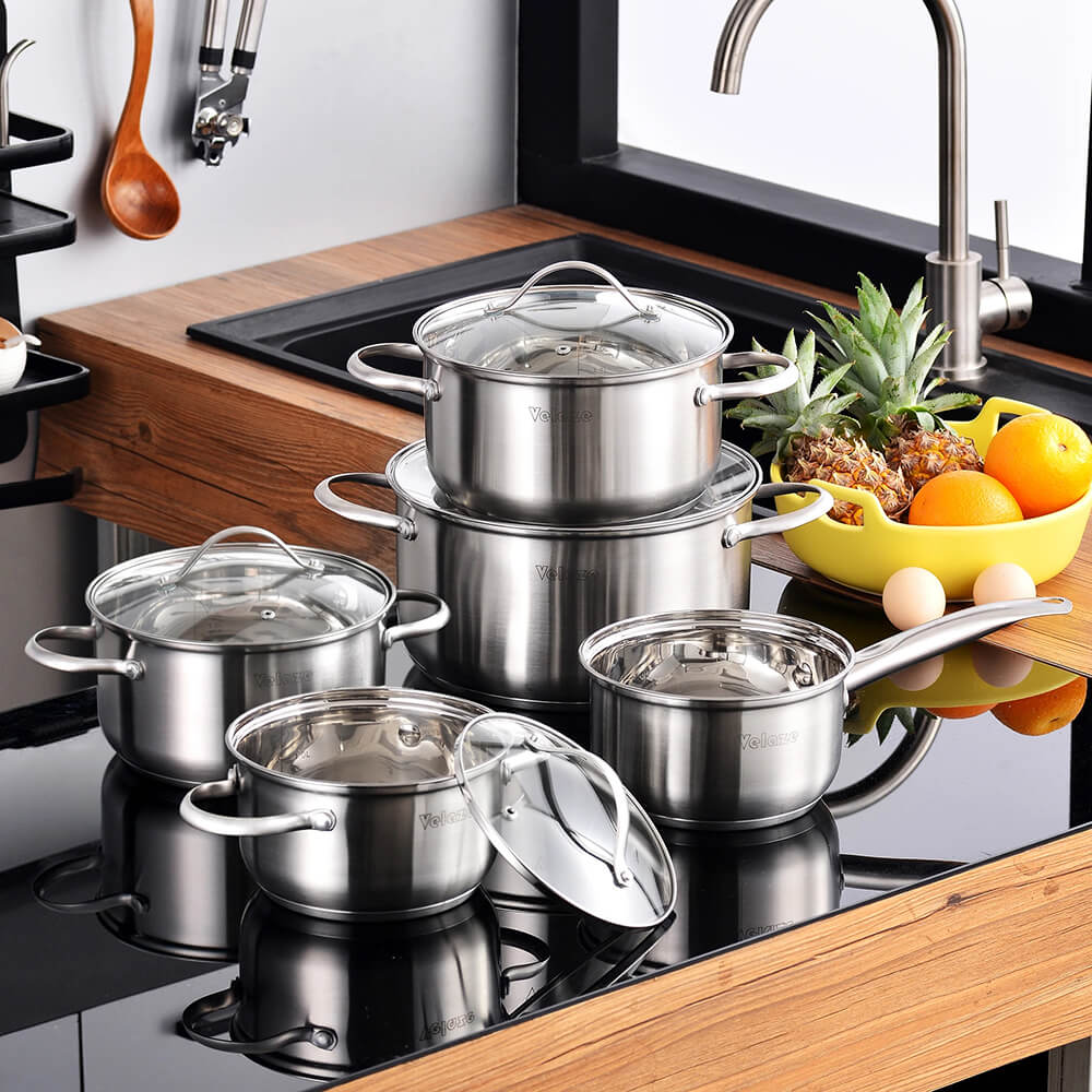 Premium Chef's Choice Non-Stick Stainless Steel Cookware Set - 10-Piece Kitchen Essentials for Professional Cooking & Home Chefs | Perfect for Sautéing, Frying & Everyday Meal Prep