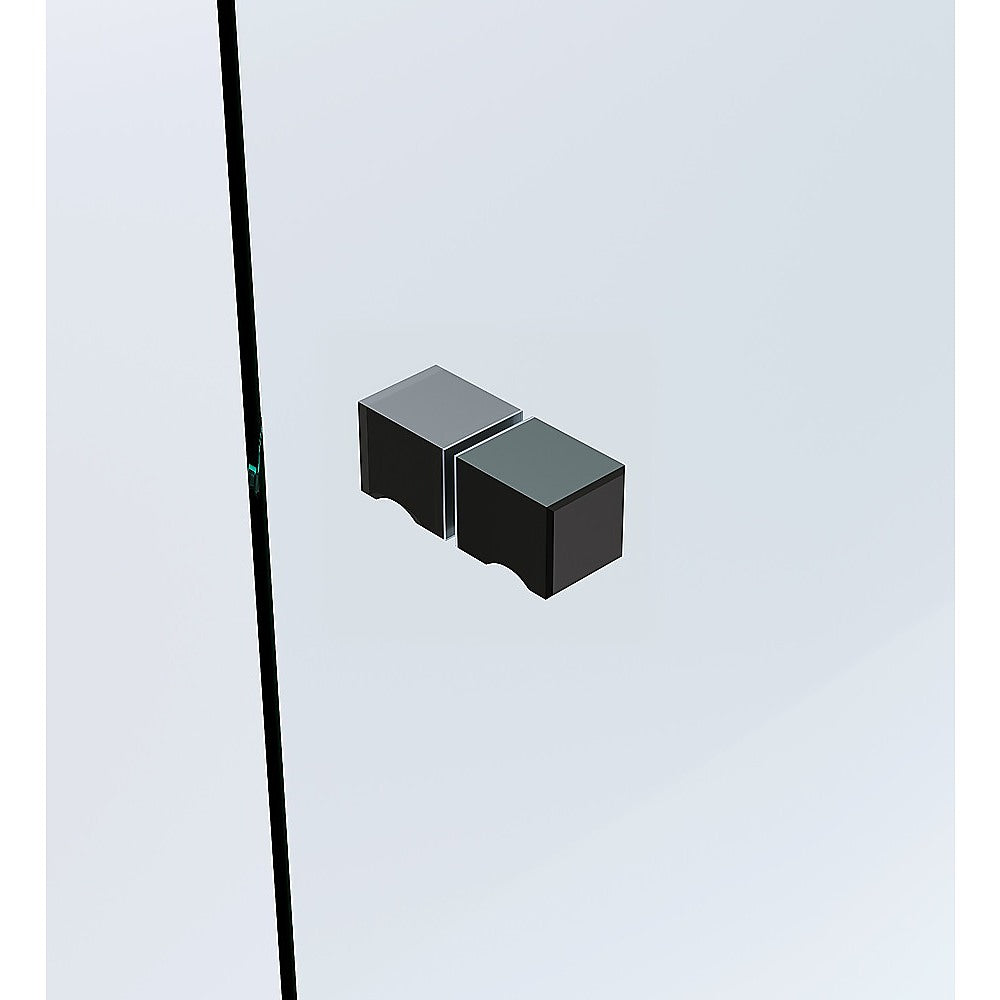 120x70cm Frameless Corner Shower Screen with Black Brackets & Stainless Steel Hinges - Square Knob Handle for Modern Bathroom, Spa-Style Shower Enclosure
