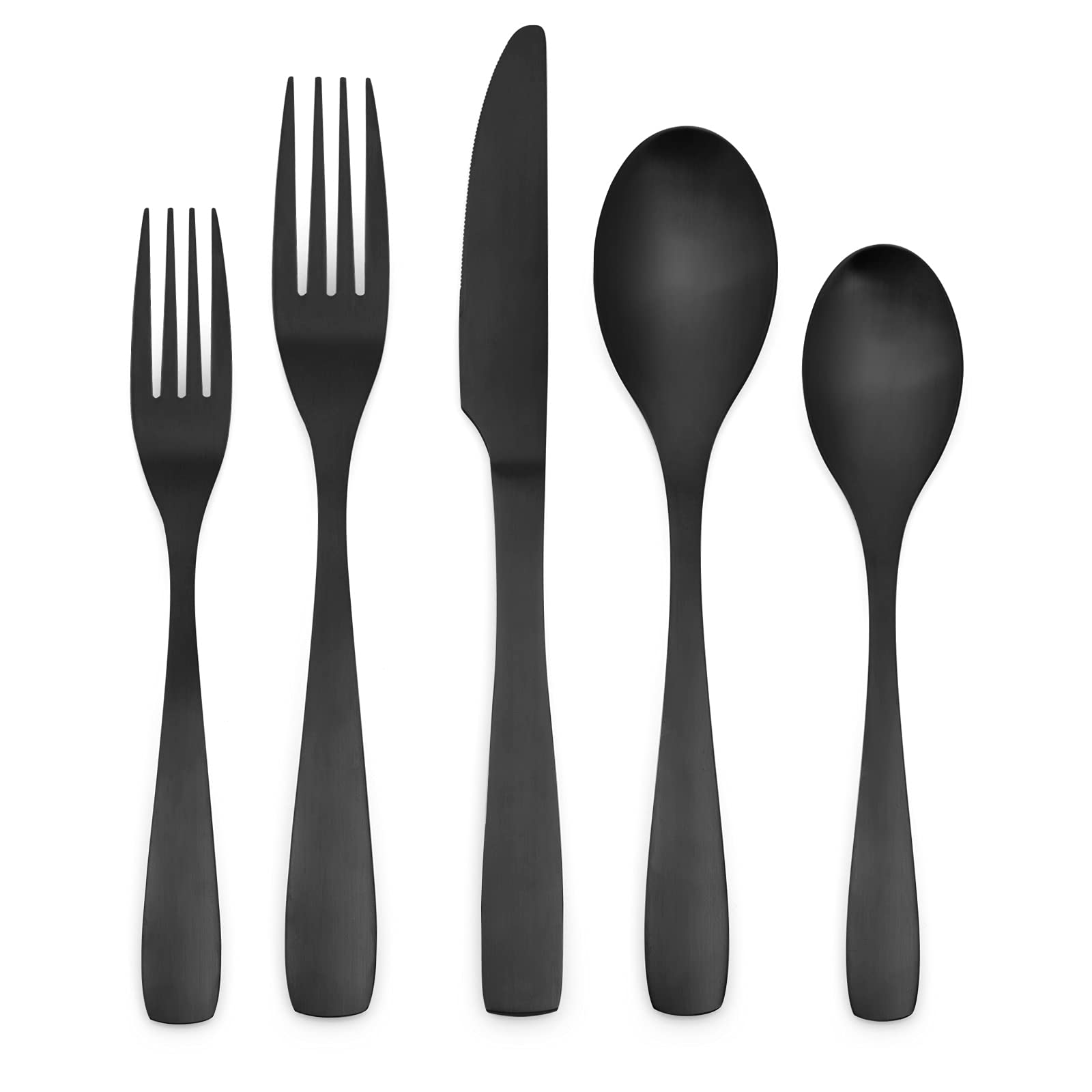 Bettlife 20-Piece Matte Black Silverware Set - Stainless Steel Spoon and Fork Cutlery for Kitchen, New Apartment & Dishwasher Safe | Perfect for Dining, Housewarming Gifts & Restaurant Use