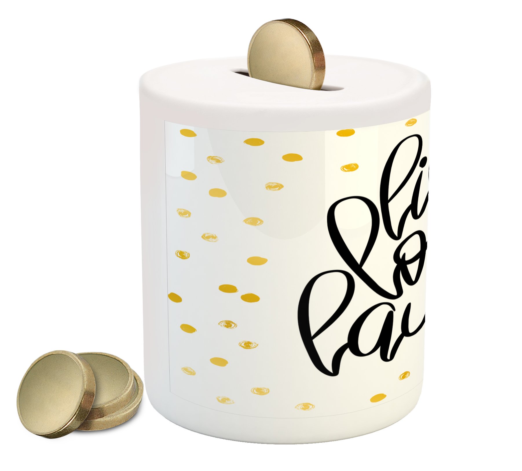 Ambesonne Ceramic Piggy Bank with Inspirational 