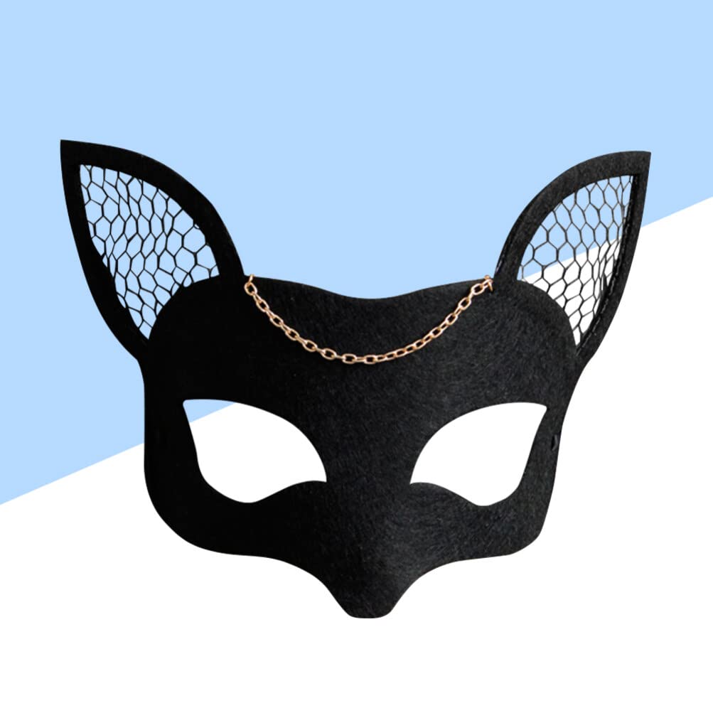 Amosfun Fox Mask - Black Felt Cosplay Mask for Women, Halloween Carnival Party Costume Accessory, Masquerade Mask for Cosplay, Mardi Gras & Themed Events