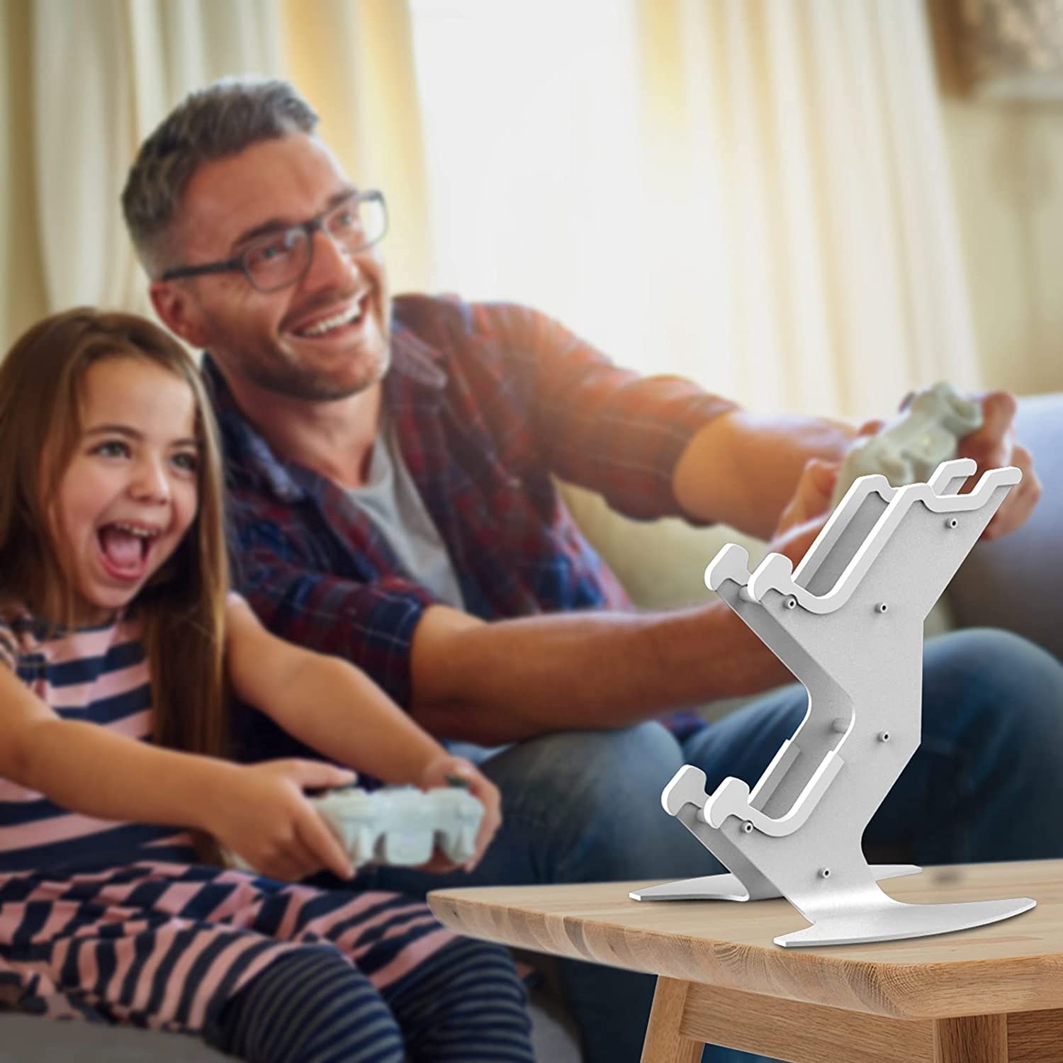Universal Adjustable Game Controller Stand & Headphone Holder - Compatible with PS5, Xbox, PS4, Nintendo Switch - Perfect for Gaming Setup Organization & Accessories Storage