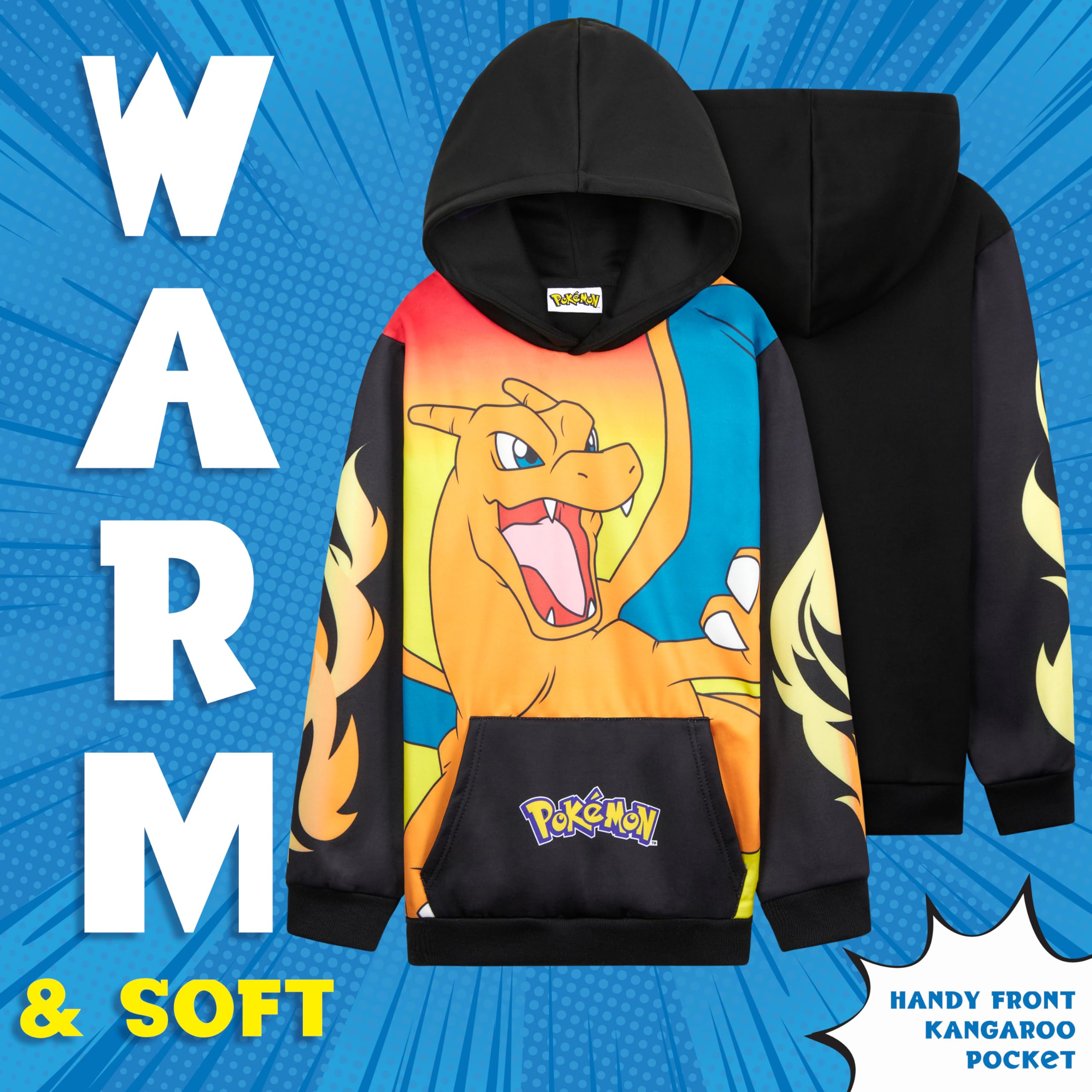 **Pokemon Hoodie for Boys & Teens - Pikachu Anime Hooded Sweatshirt | Warm & Cozy Pullover for Casual Wear, Gaming & Outdoor Activities**